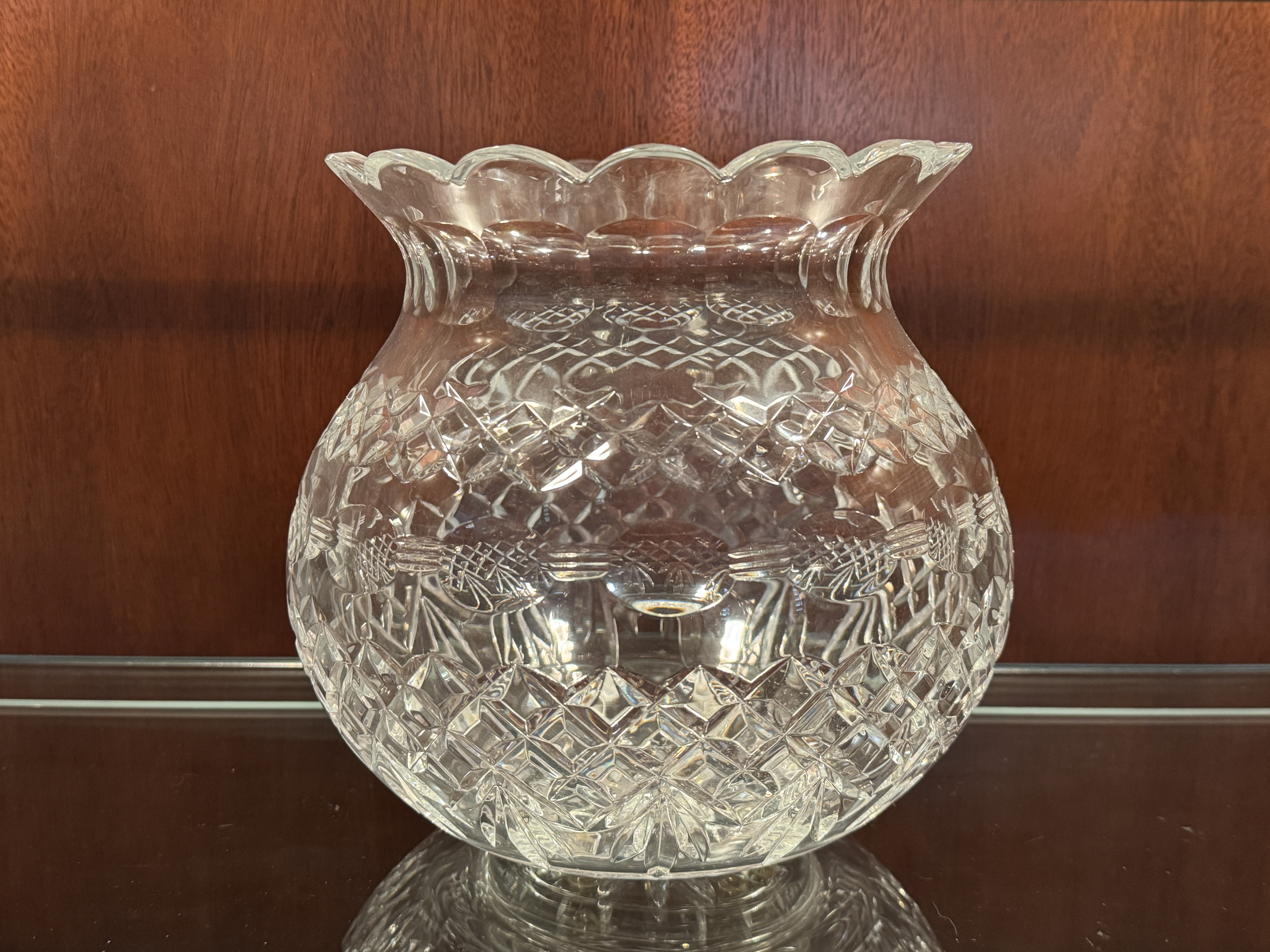 Waterford Large Cut Crystal Rose Bowl, Glandore Pattern