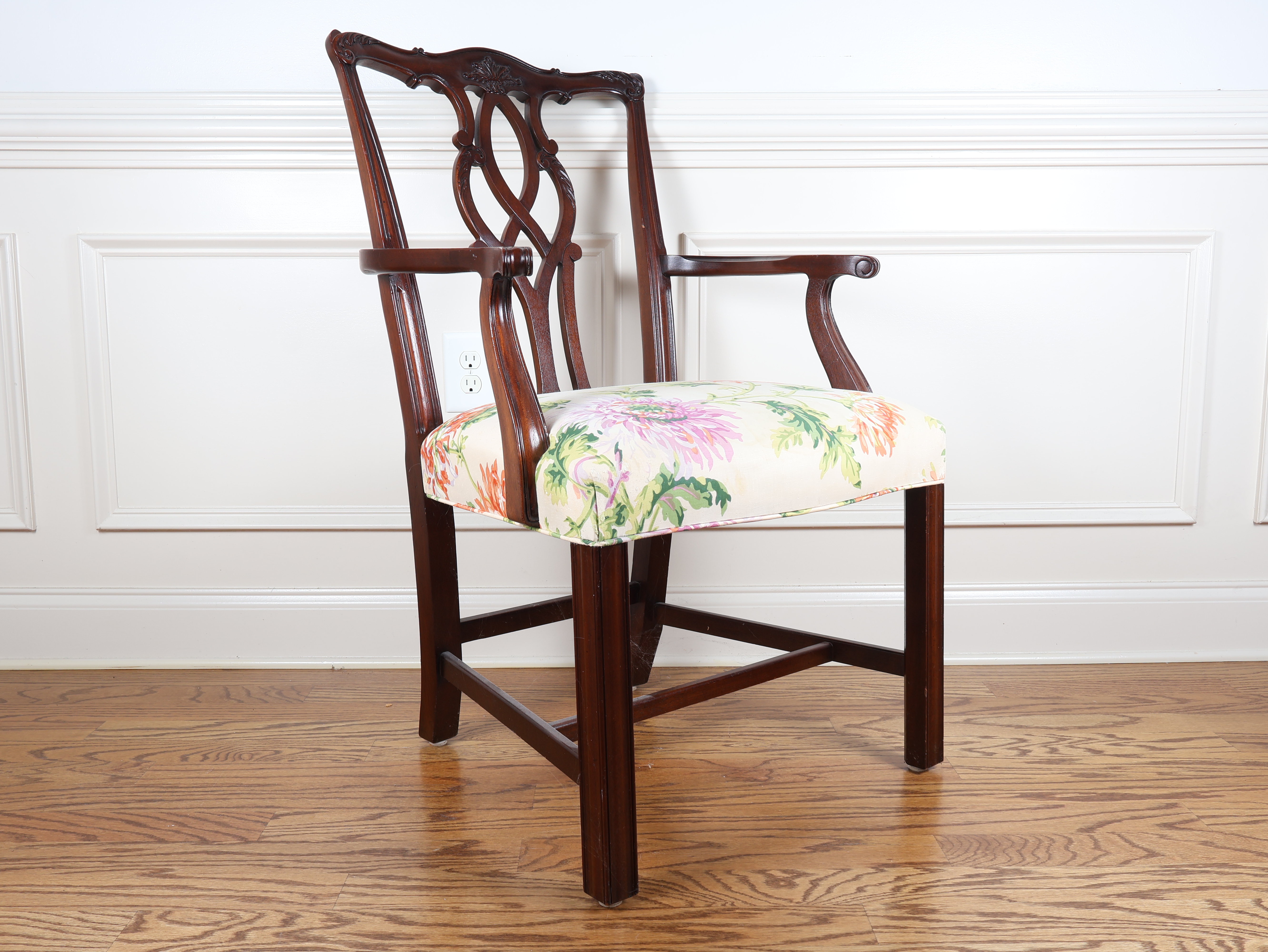 Chippendale Style Mahogany Ribbon Back Armchair