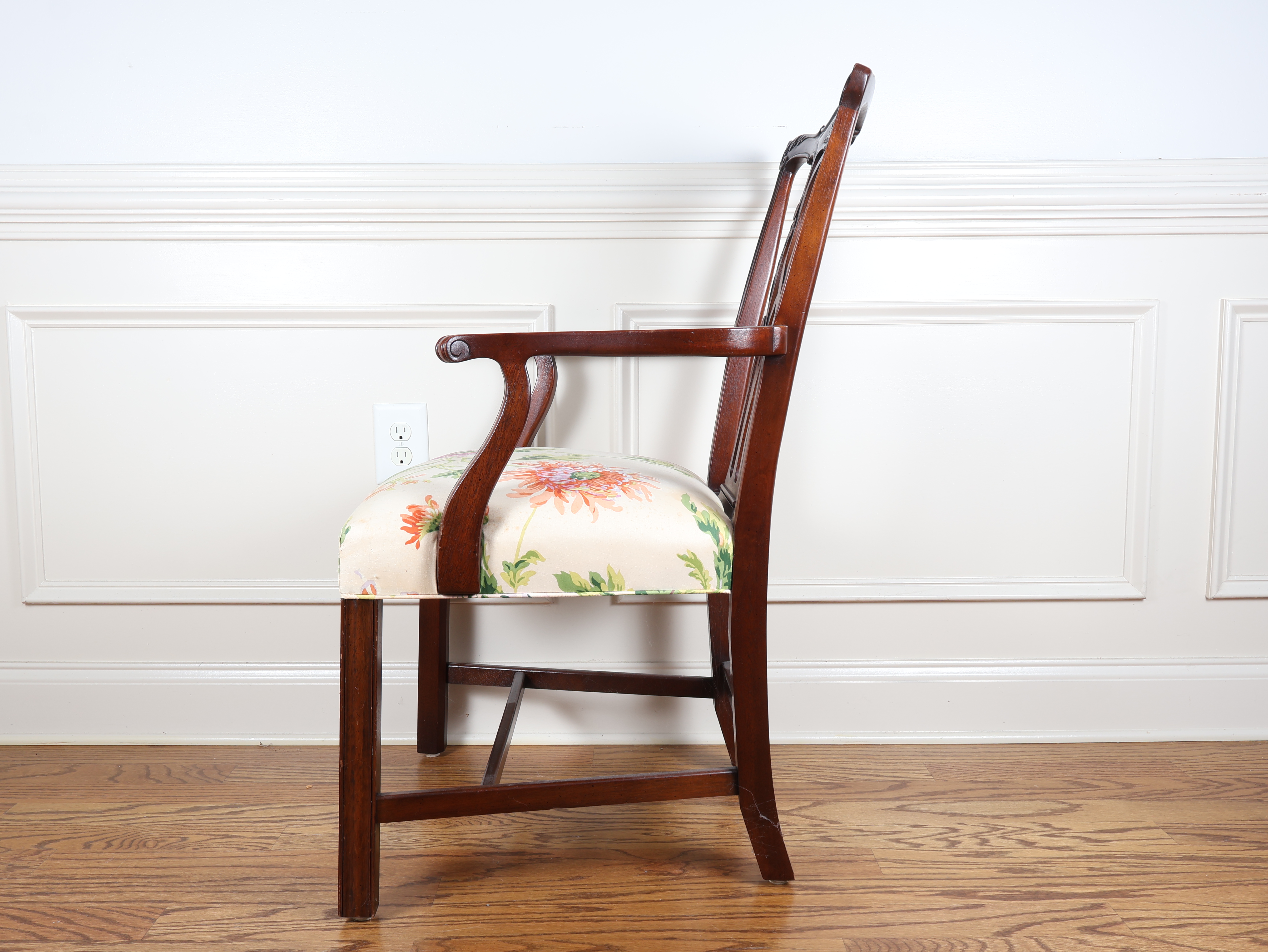 Chippendale Style Mahogany Ribbon Back Armchair