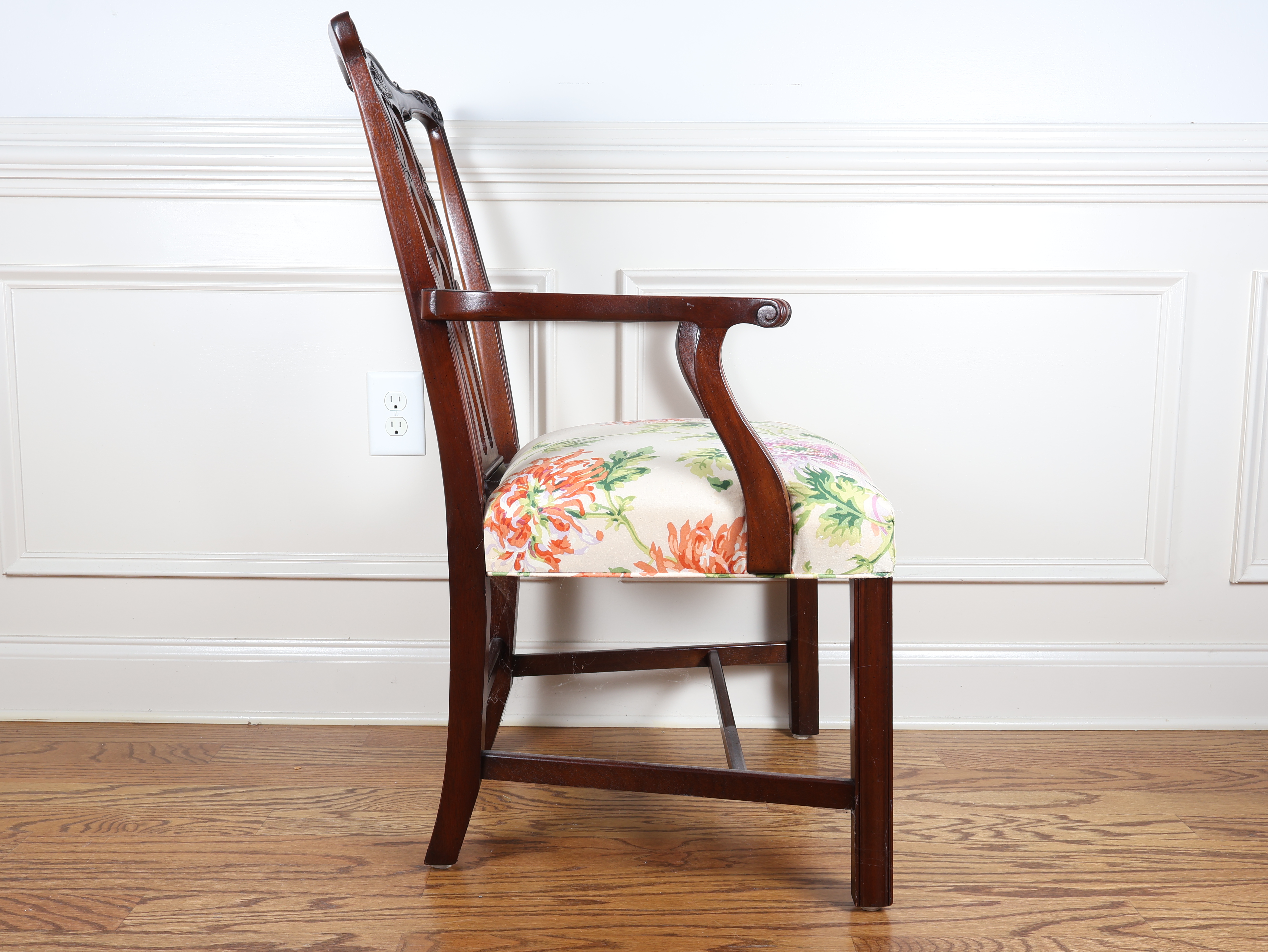Chippendale Style Mahogany Ribbon Back Armchair