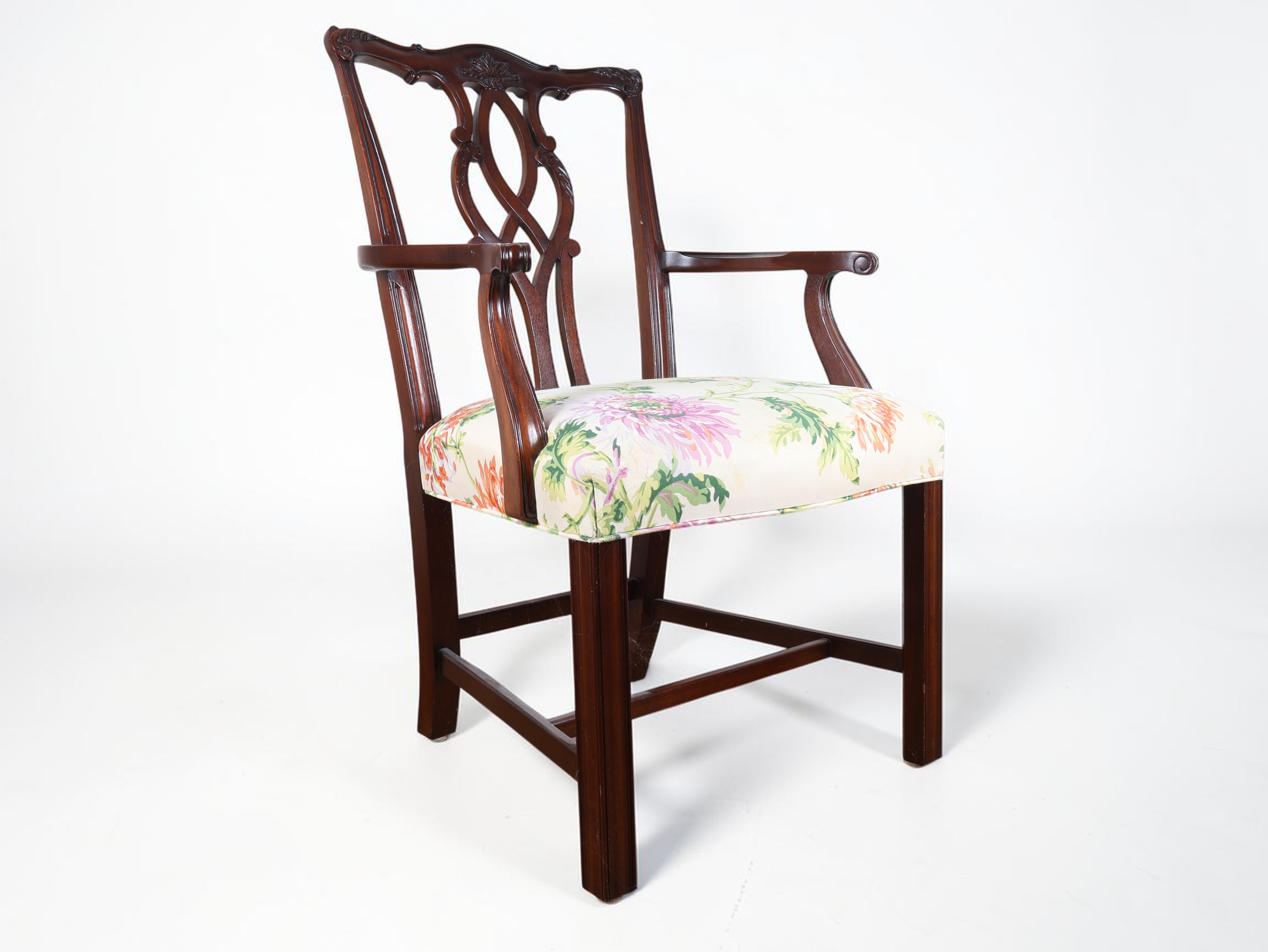 Chippendale Style Mahogany Ribbon Back Armchair