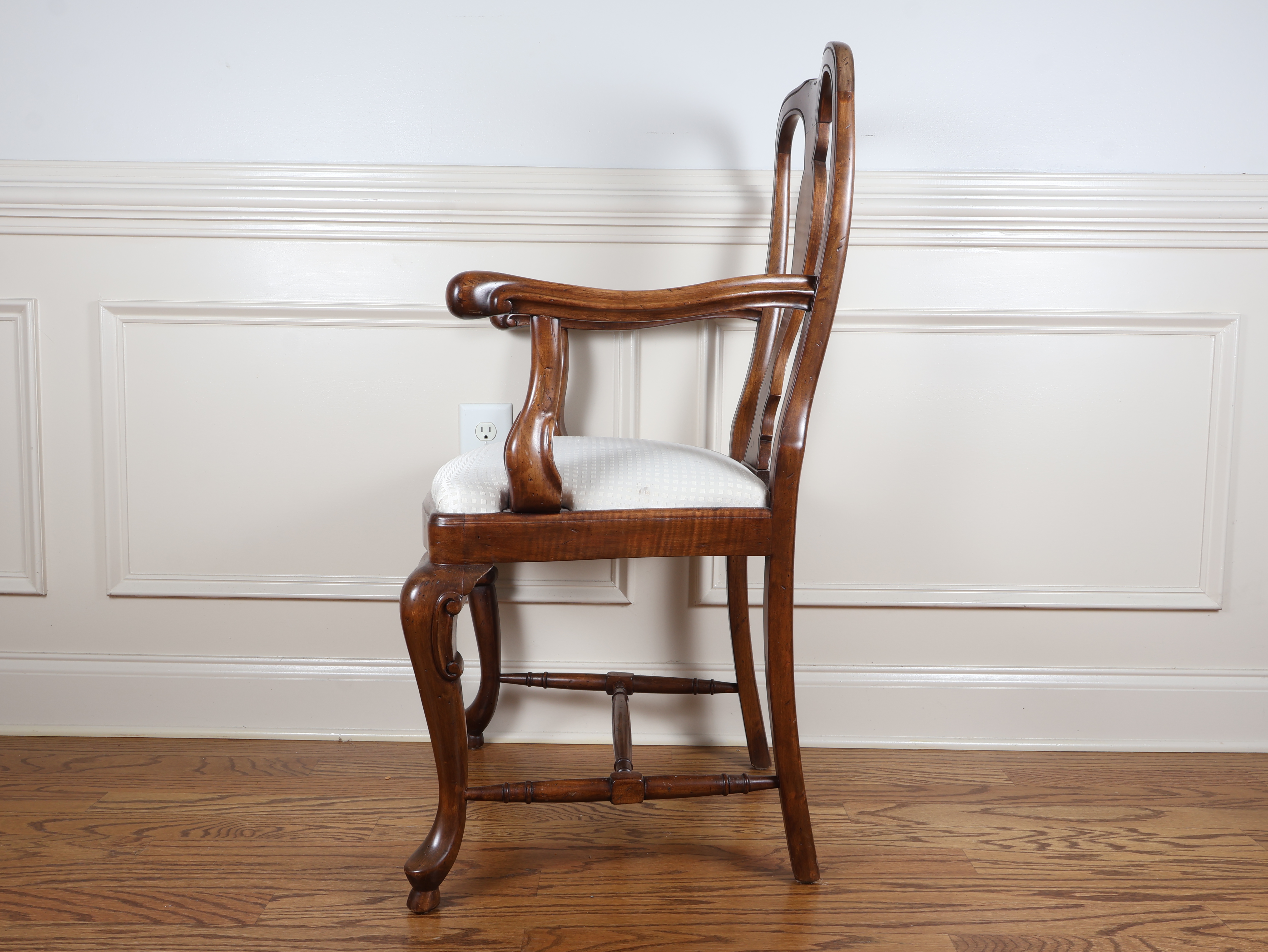Queen Anne Mahogany and Figured Maple Armchair