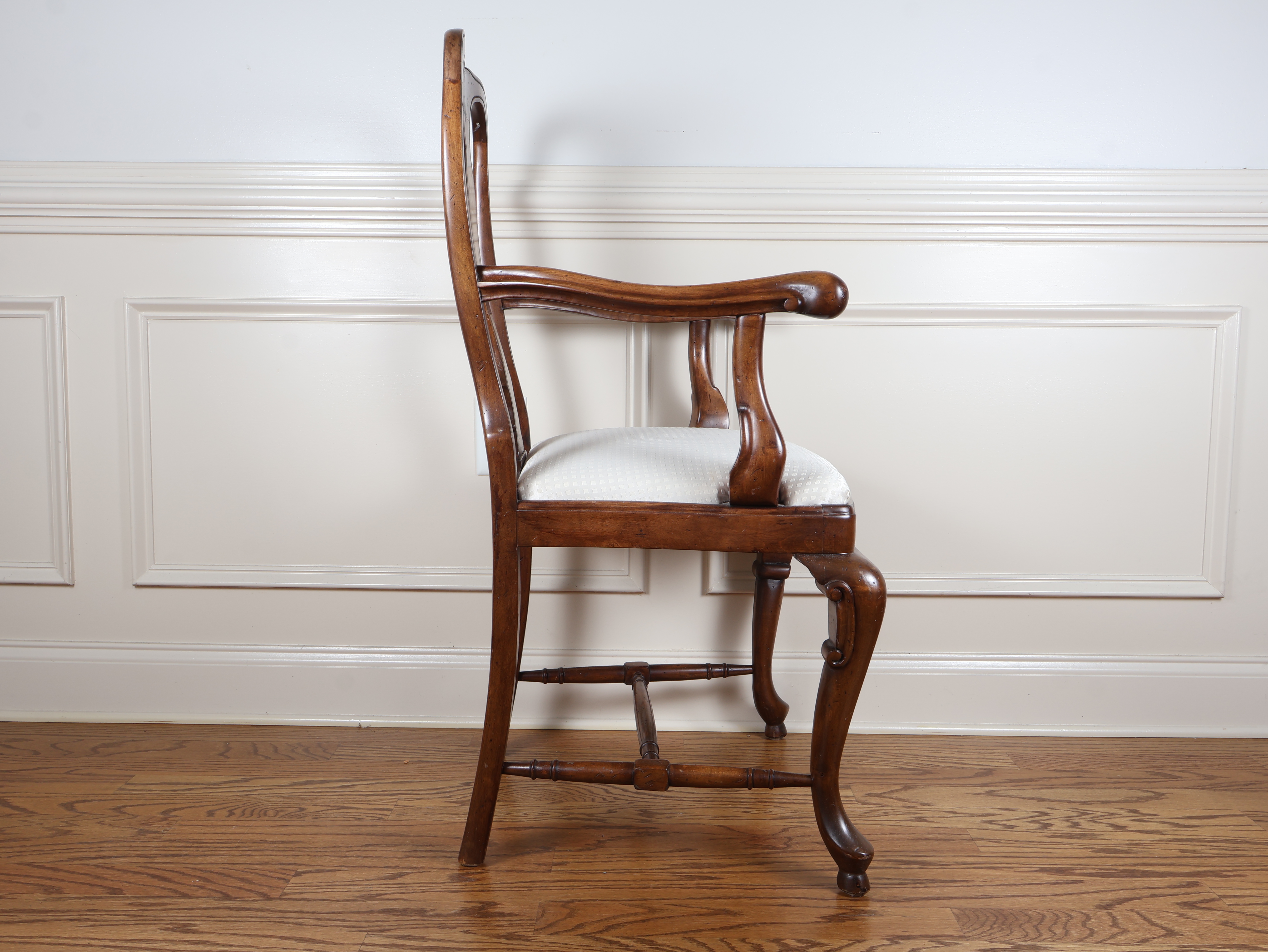 Queen Anne Mahogany and Figured Maple Armchair