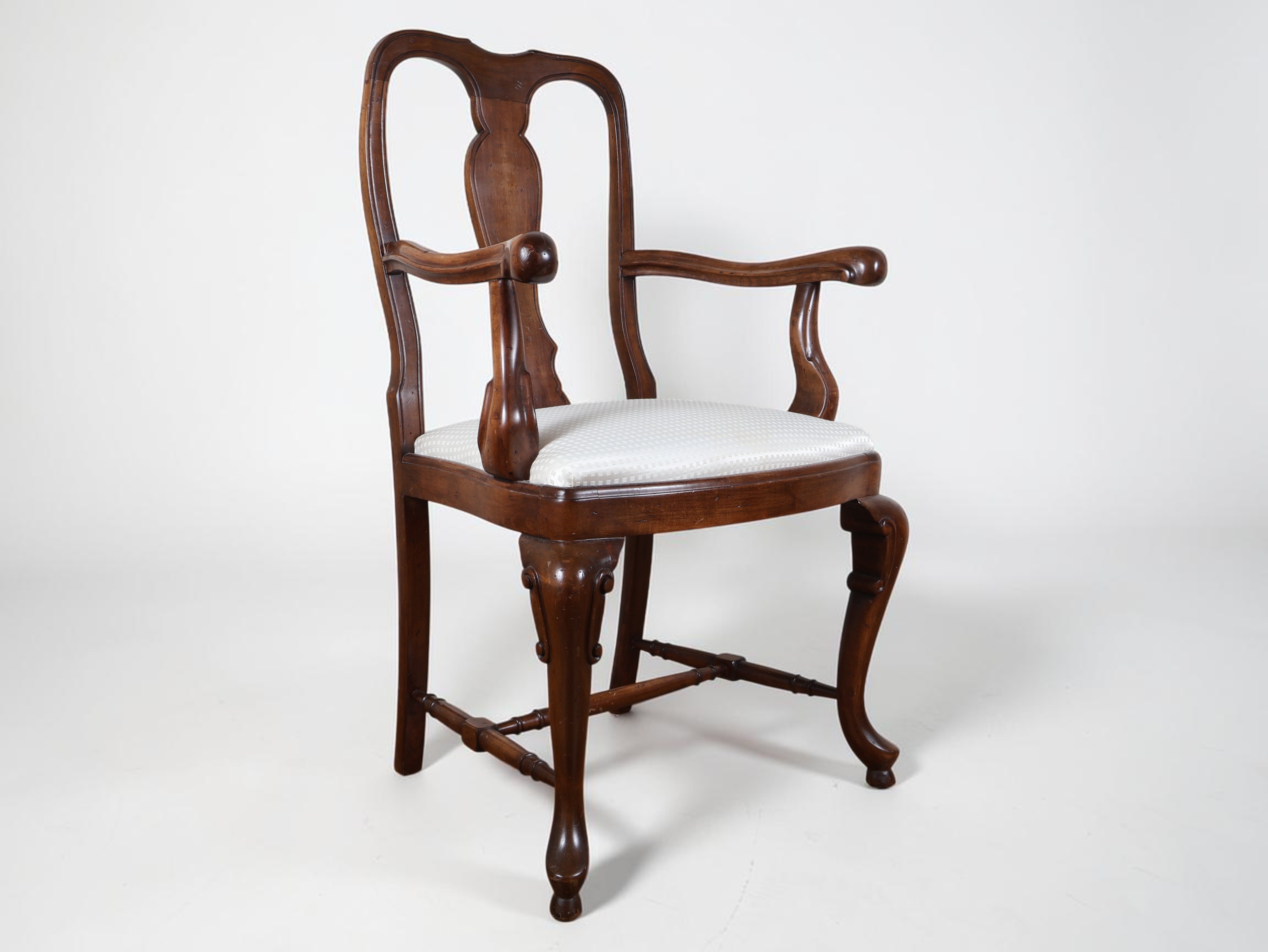 Queen Anne Mahogany and Figured Maple Armchair