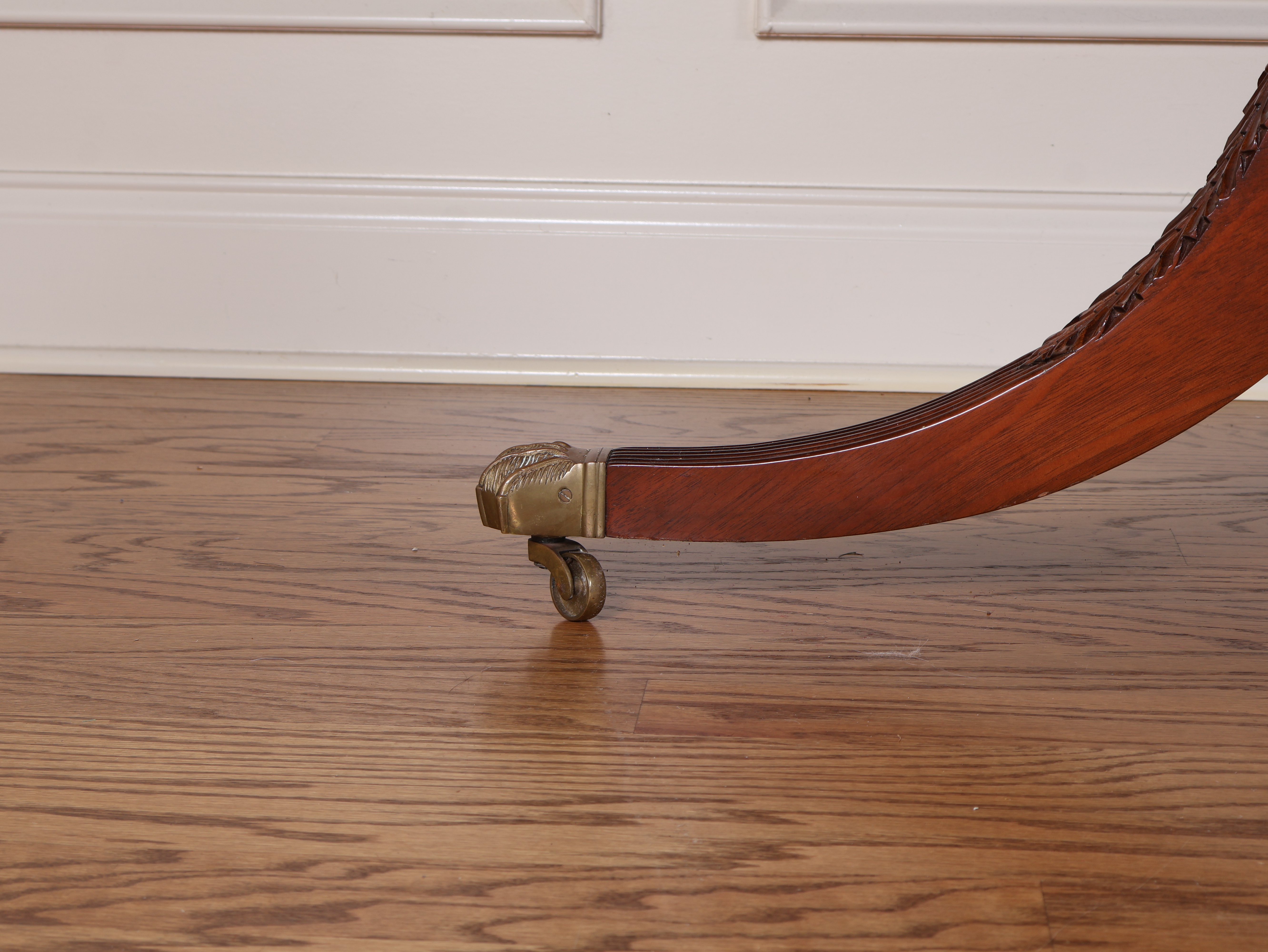 Regency Revival Mahogany Twin Pedestal Dining Table with Two Leaves