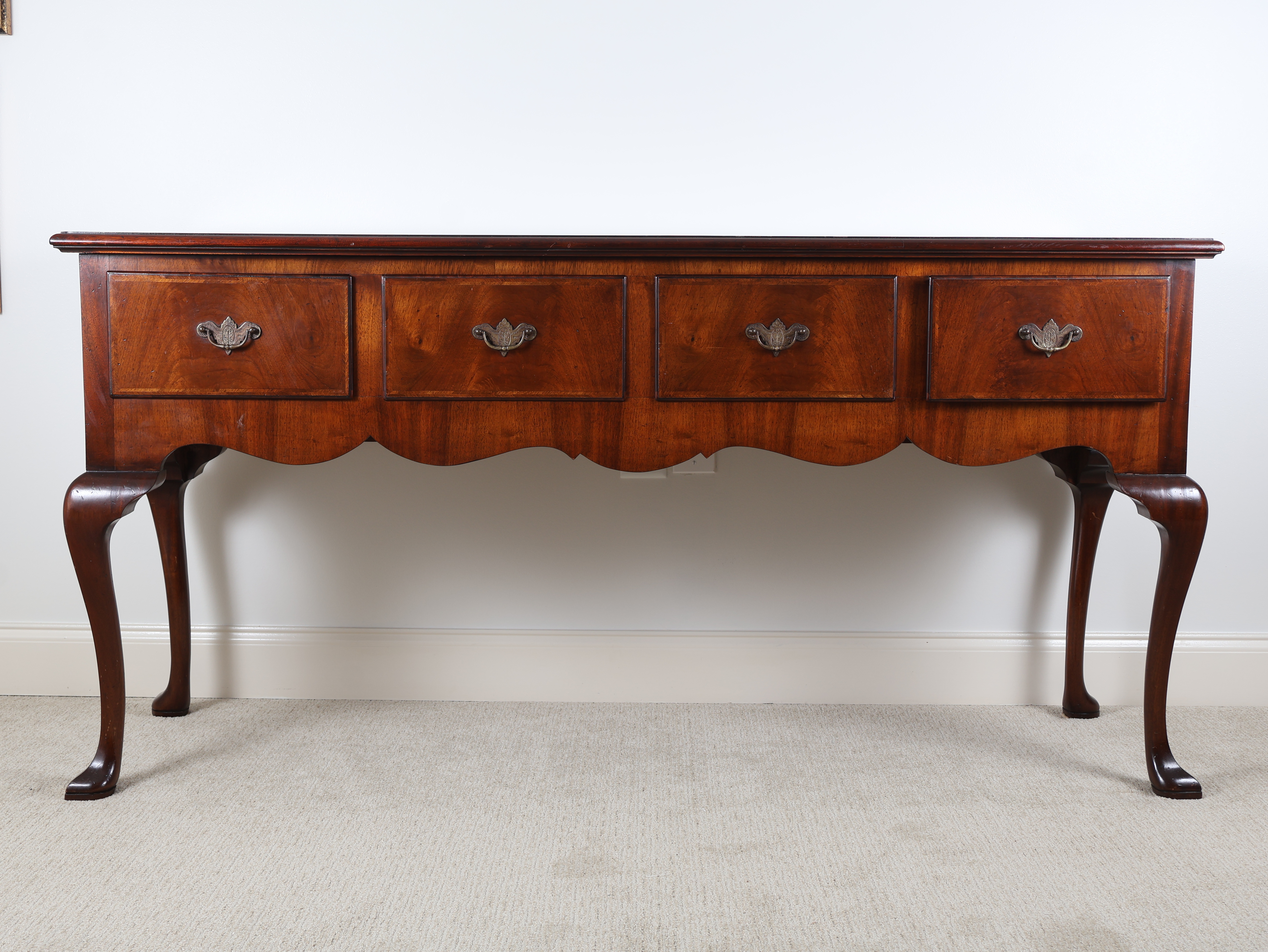 Queen Anne Style Mahogany Four Drawer Server