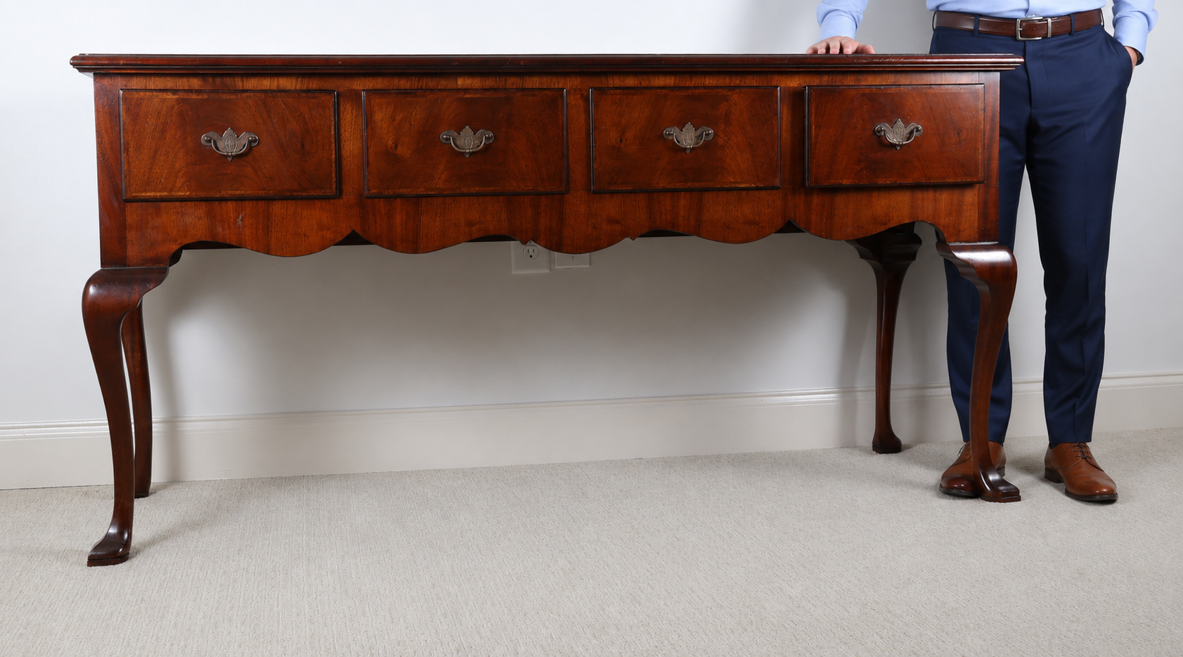 Queen Anne Style Mahogany Four Drawer Server