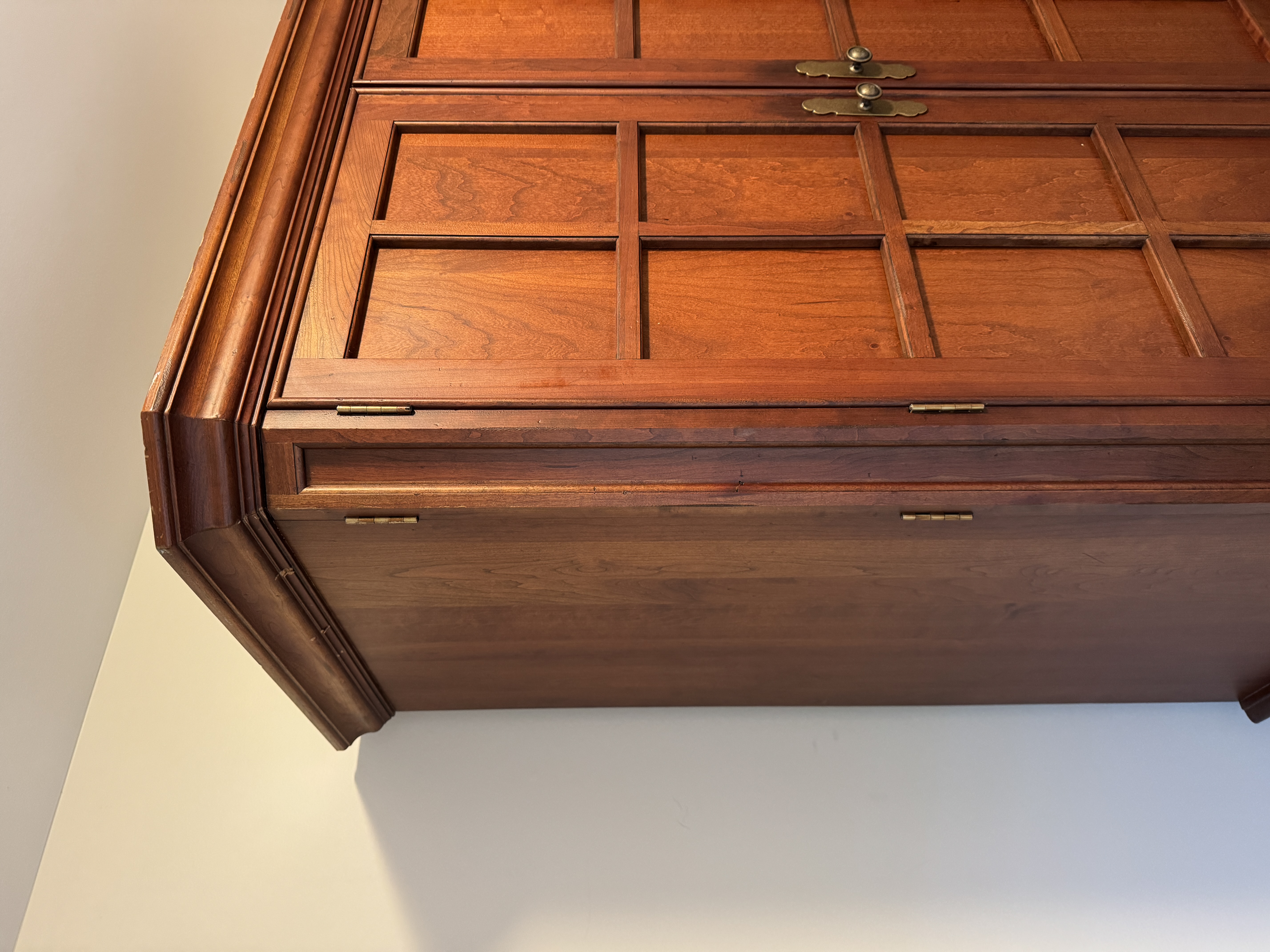 Traditional Colonial Revival Style Two Piece Cherry Entertainment Armoire