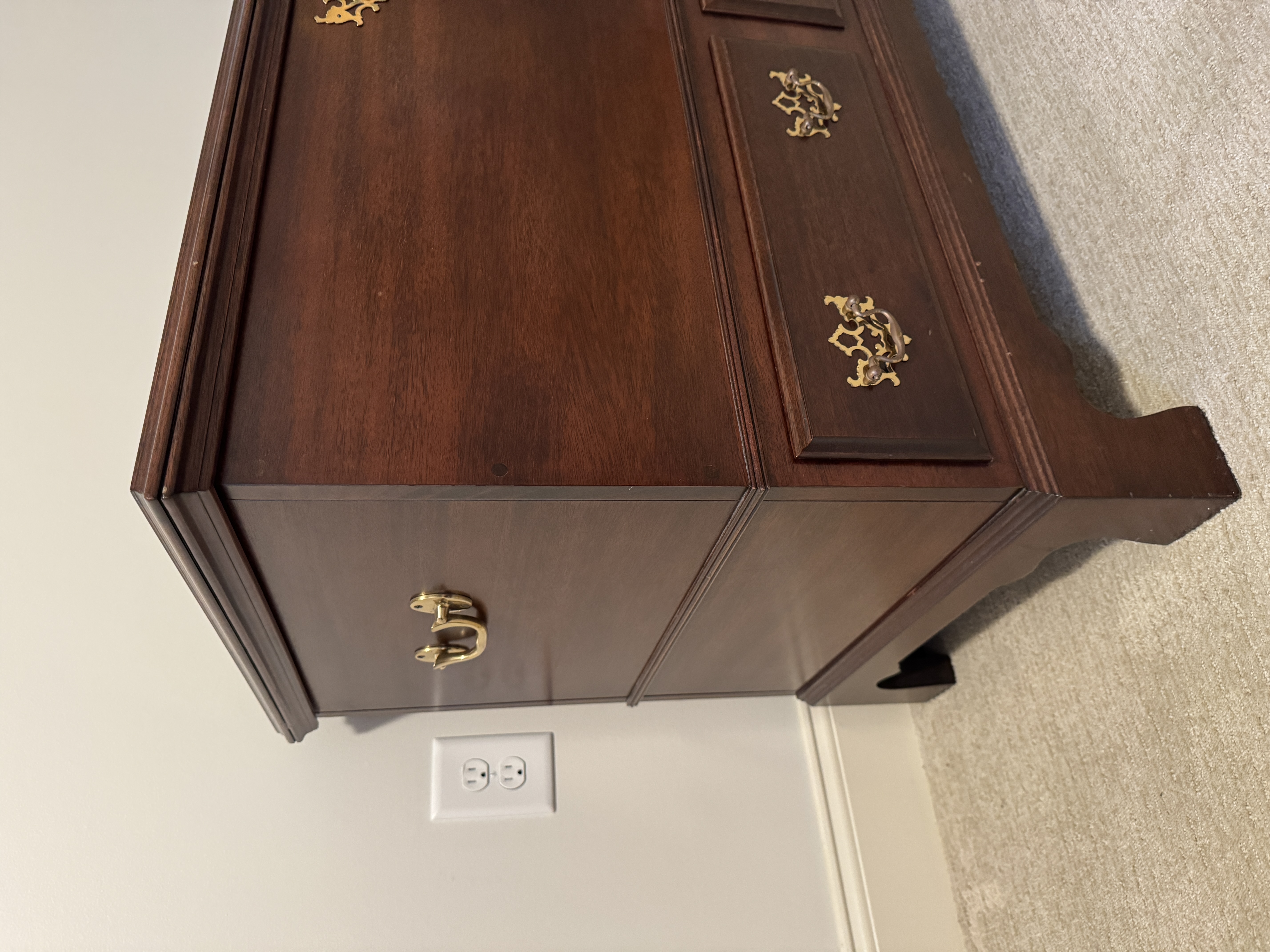 Chippendale Style Mahogany Veneered Cedar Lined Blanket Chest with Two Drawers