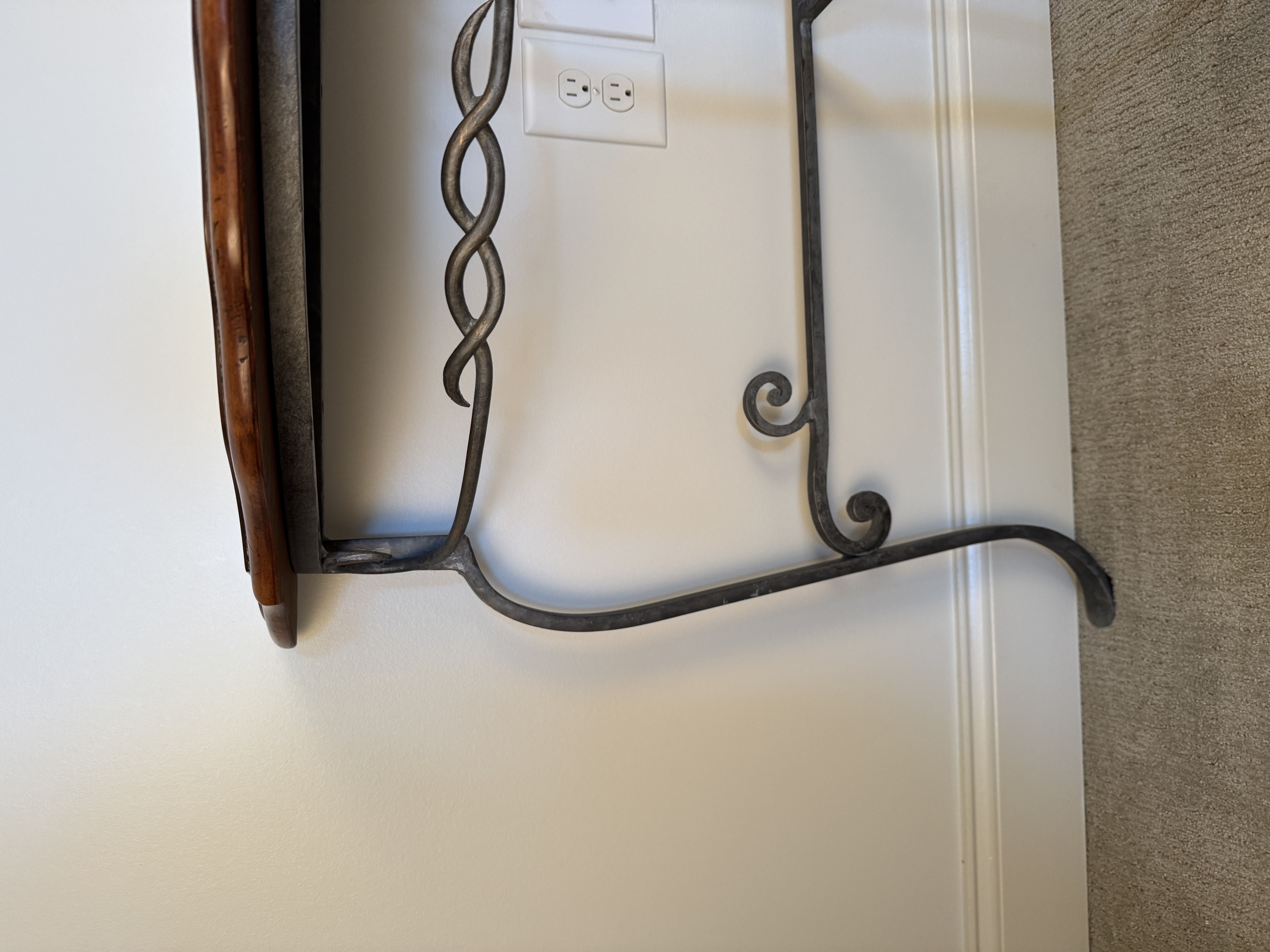 Wrought Iron and Veneer Sunburst Demi-Lune Console Table