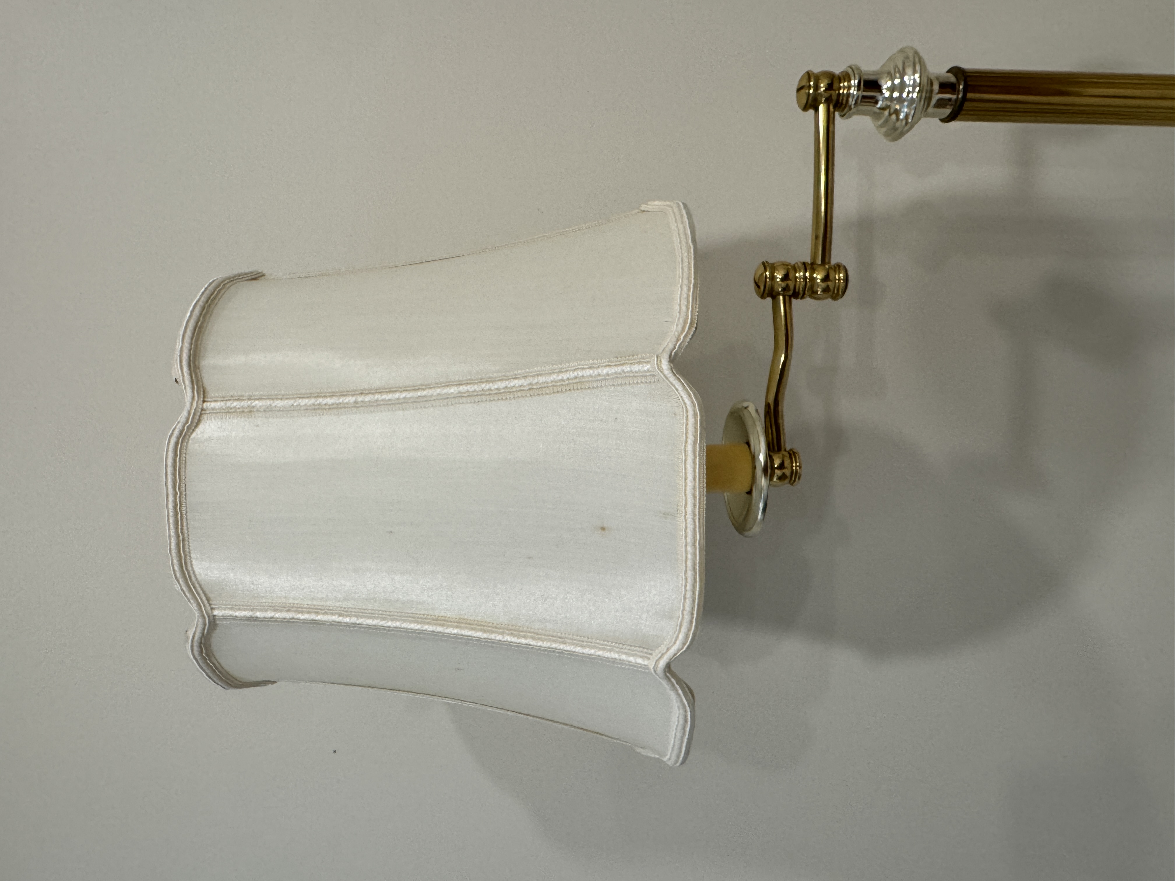 Swing Arm Brass Finished Floor Lamp with Silver Tone Accents