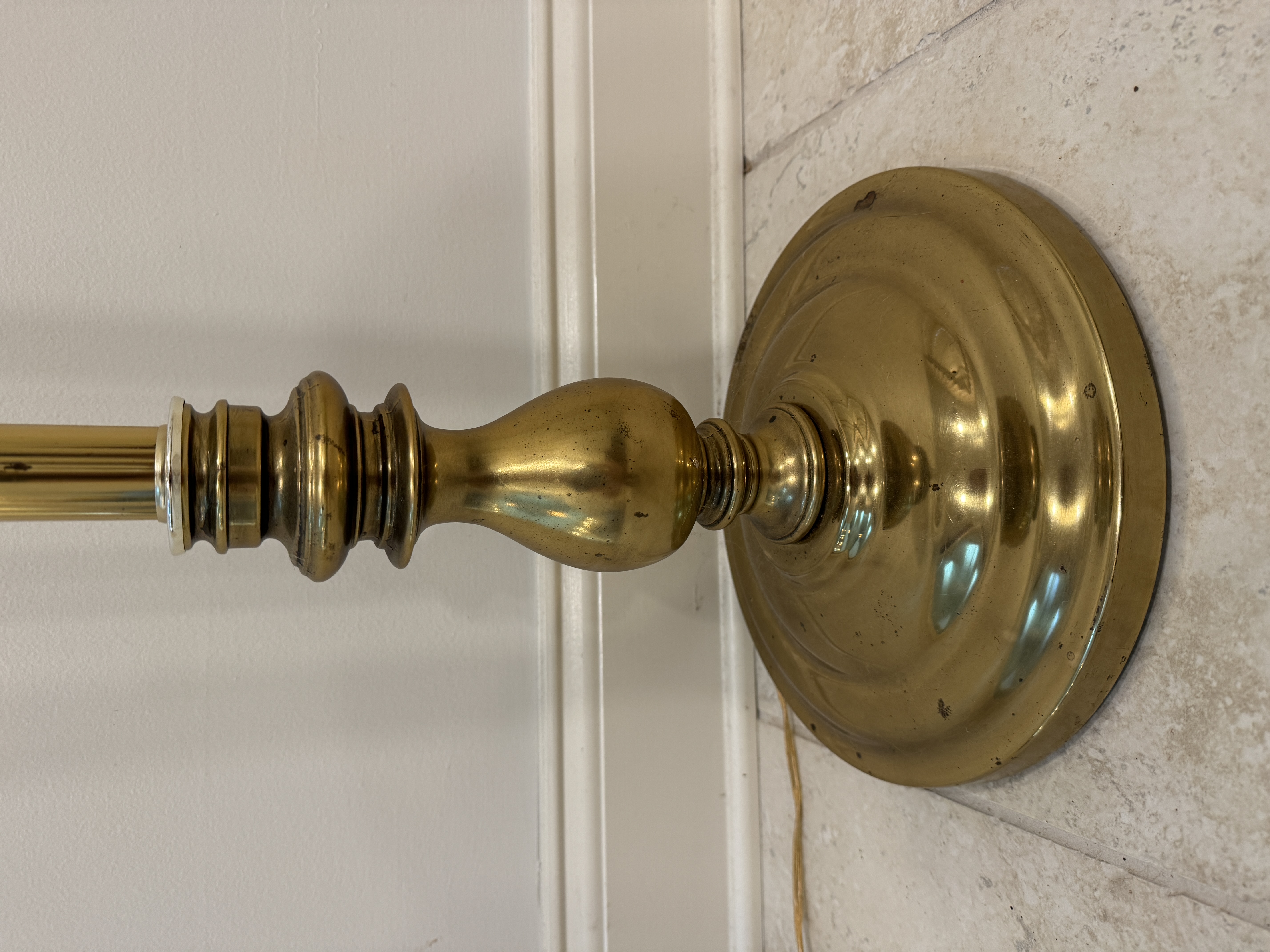 Swing Arm Brass Finished Floor Lamp with Silver Tone Accents