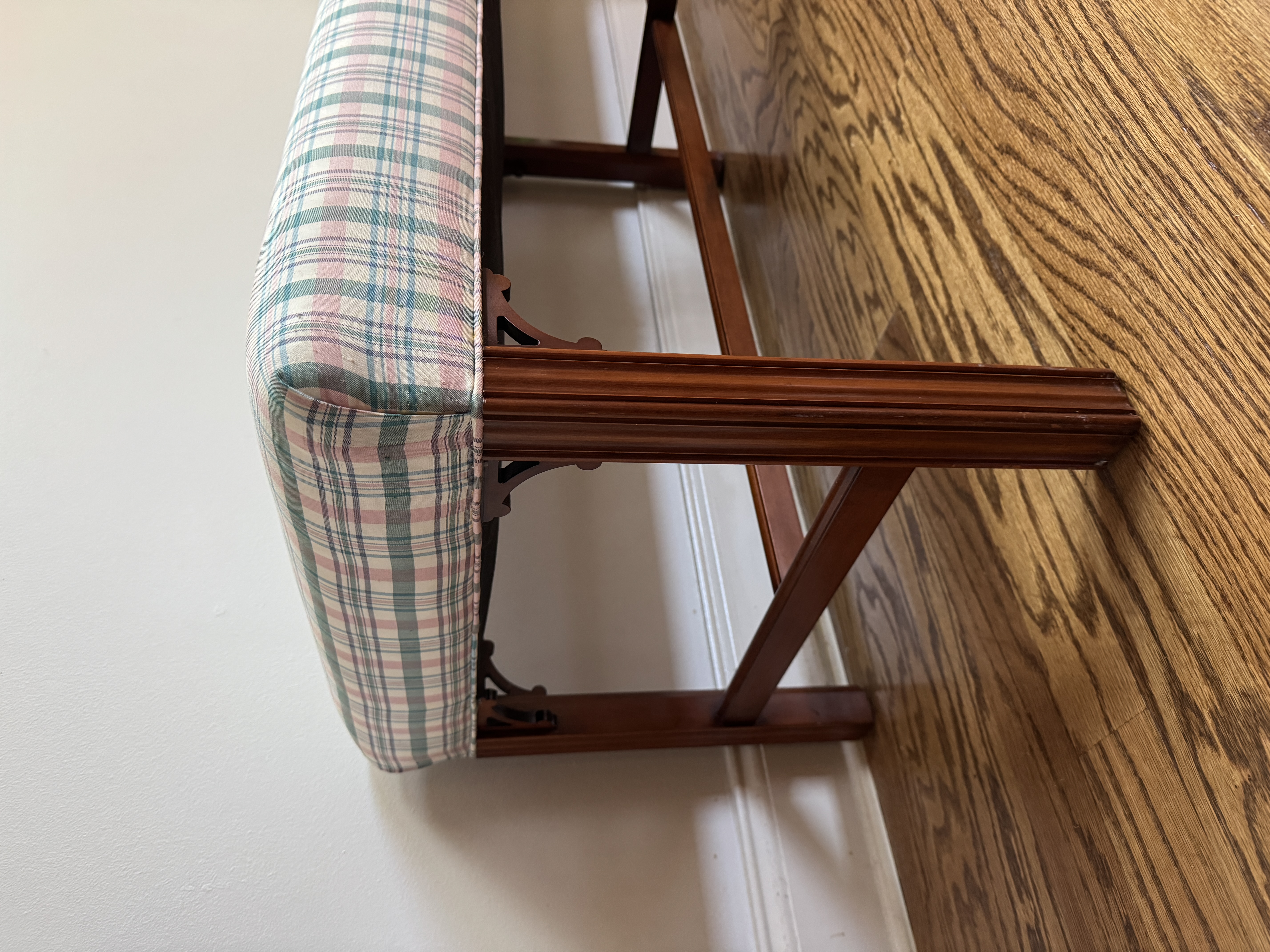 Councill Chippendale Style Mahogany Six-Leg Upholstered Bench