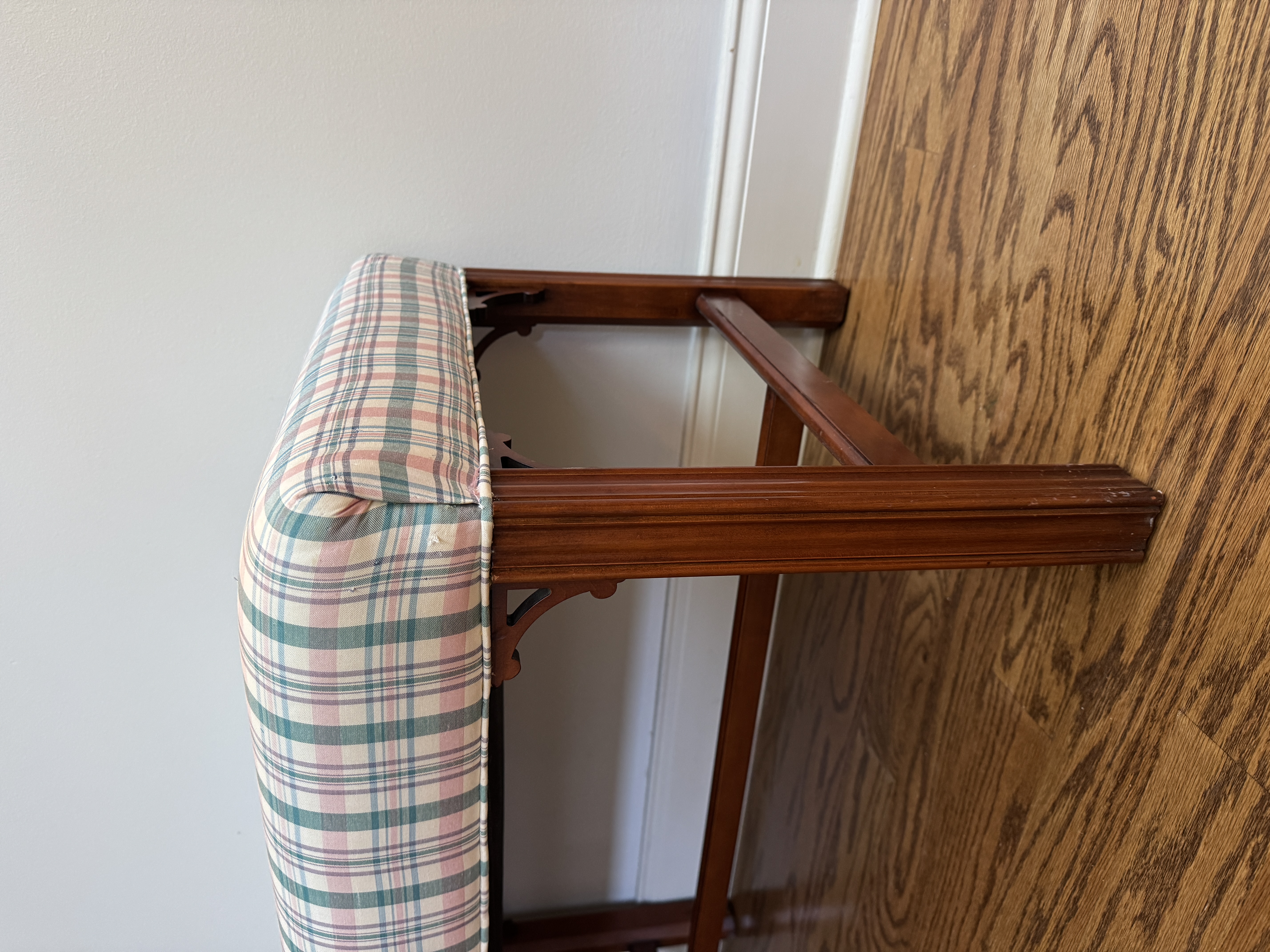 Councill Chippendale Style Mahogany Six-Leg Upholstered Bench