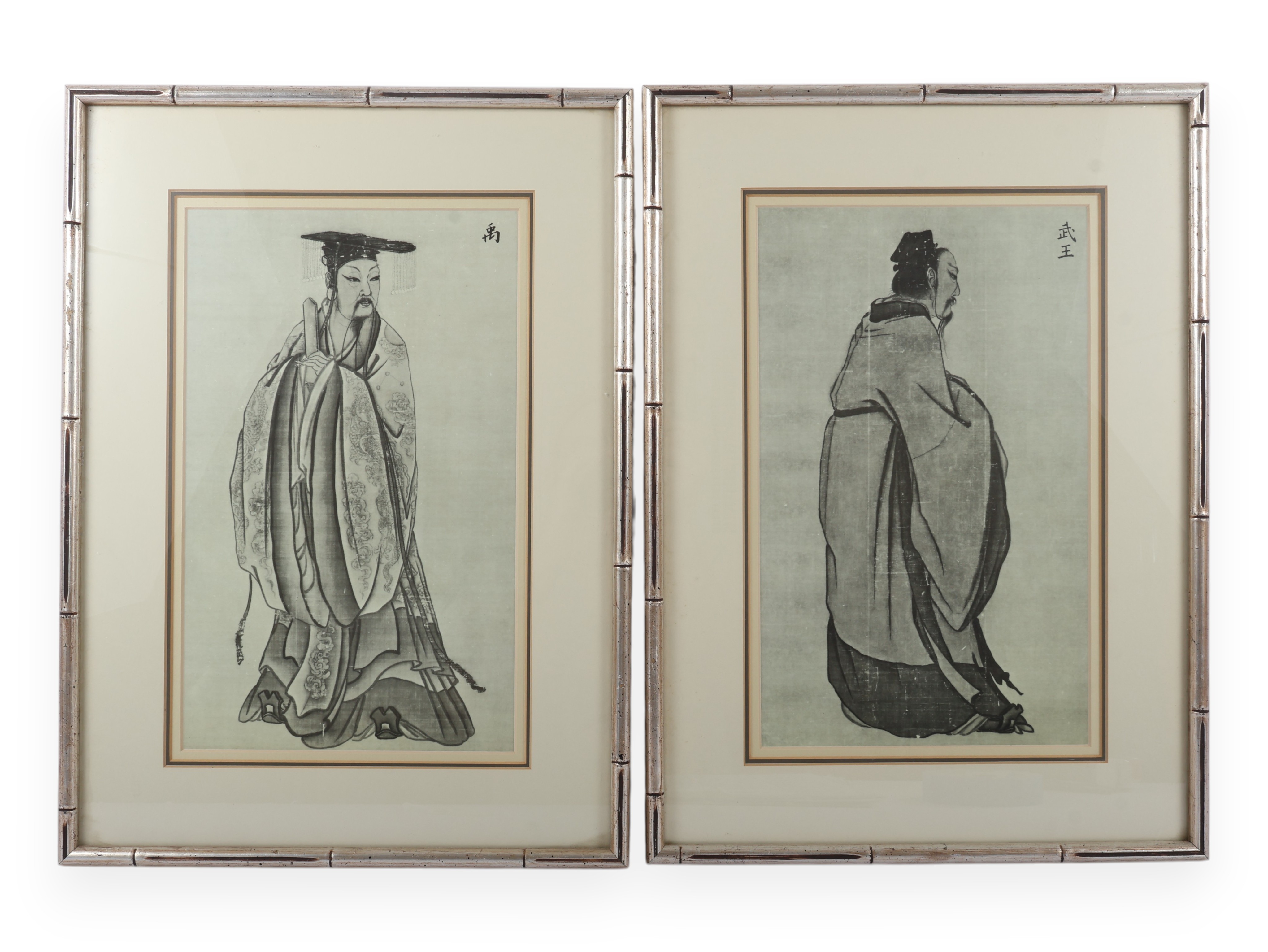 A Pair of Chinese School Portraits, 'Yu the Great' and 'King Wu'