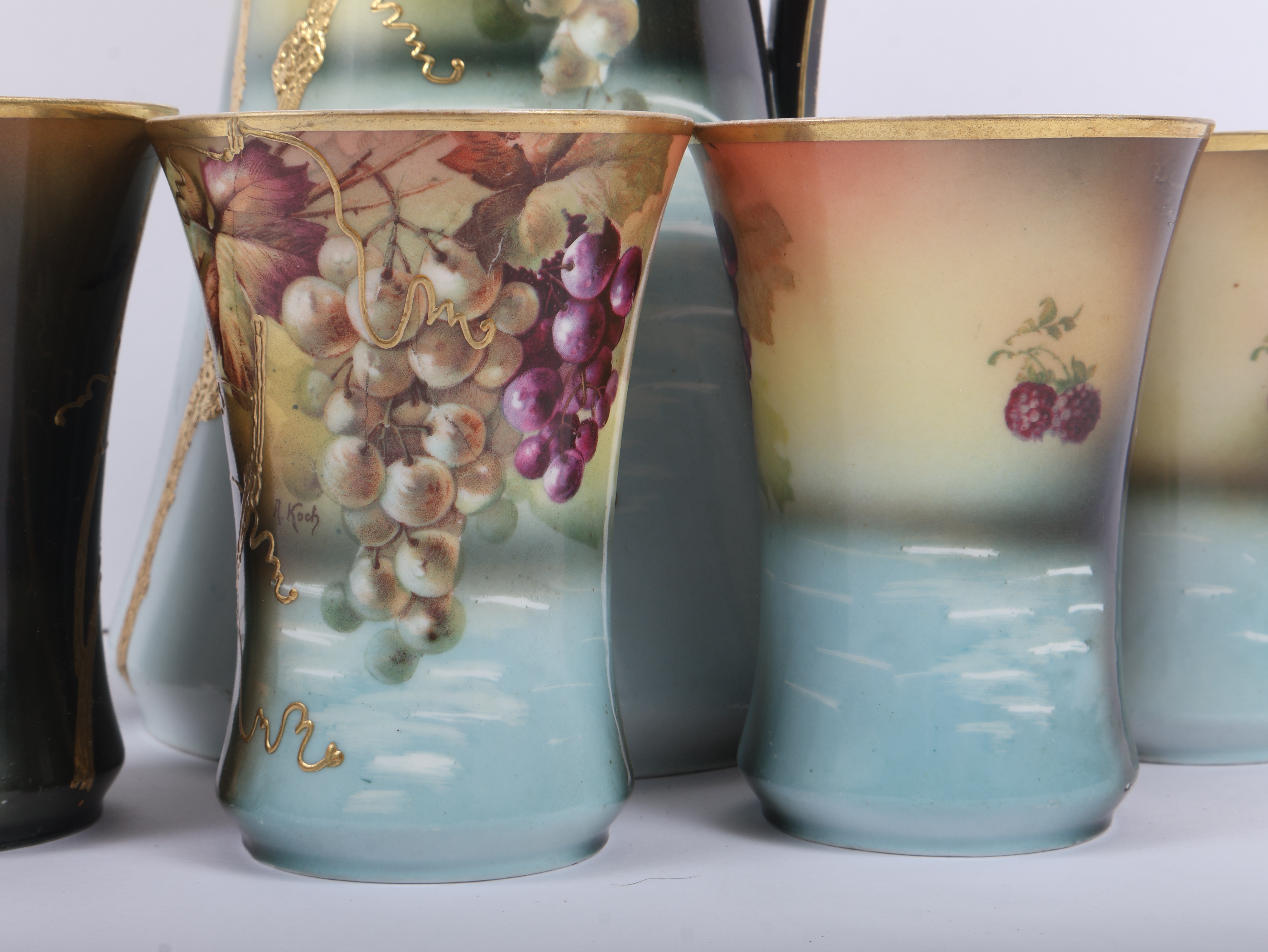 A Seven-Piece Count von Thun Porcelain Beverage Set Signed by Abbott Koch