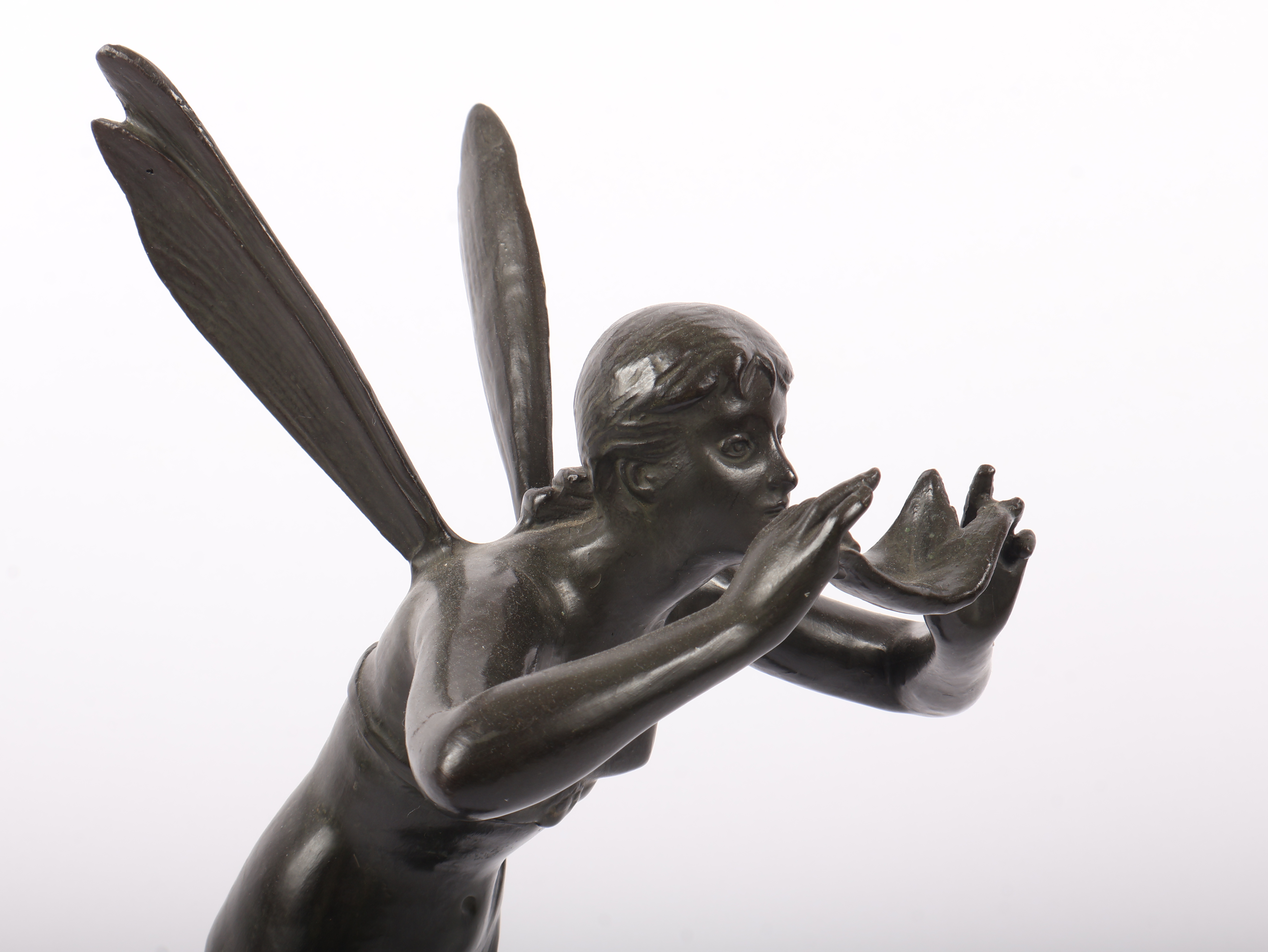 La Marguerite Art Nouveau Style Patinated Bronze Fairy Sculpture