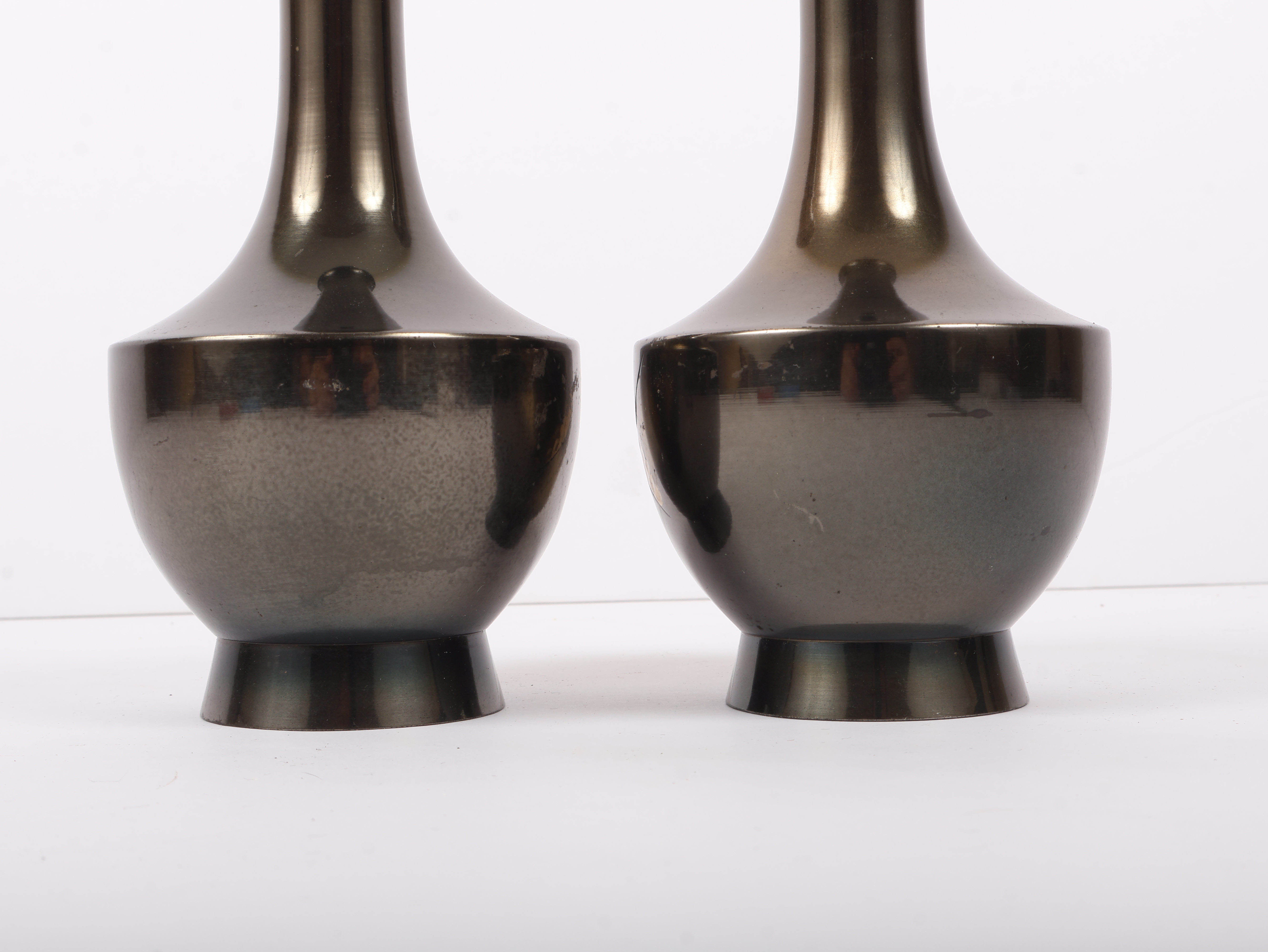 A Pair of Japanese Mixed Metal Chokin Vases with Landscape Decoration