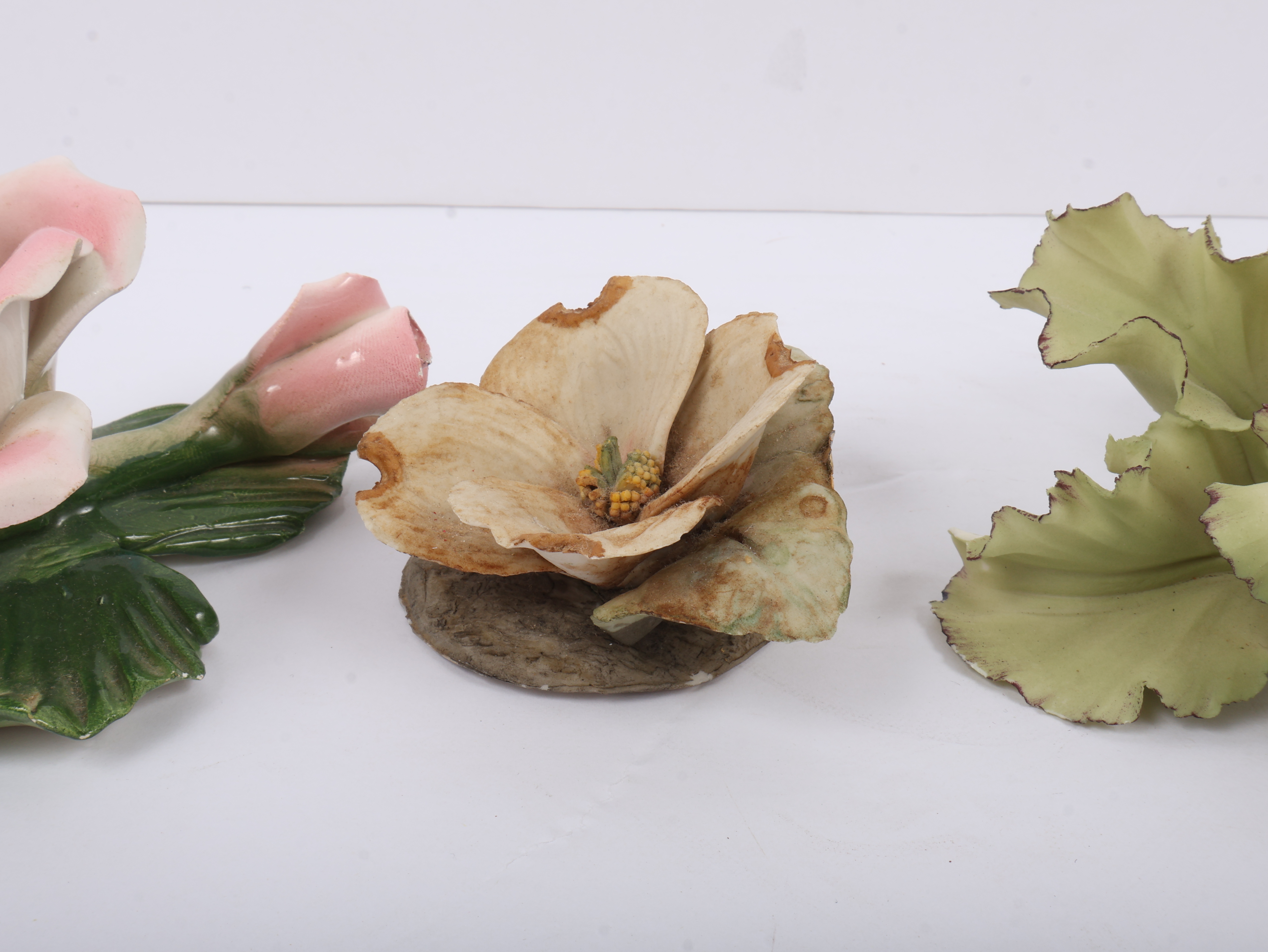 An Assortment of Capodimonte and Crown Staffordshire Porcelain and Bone China Floral Figurines