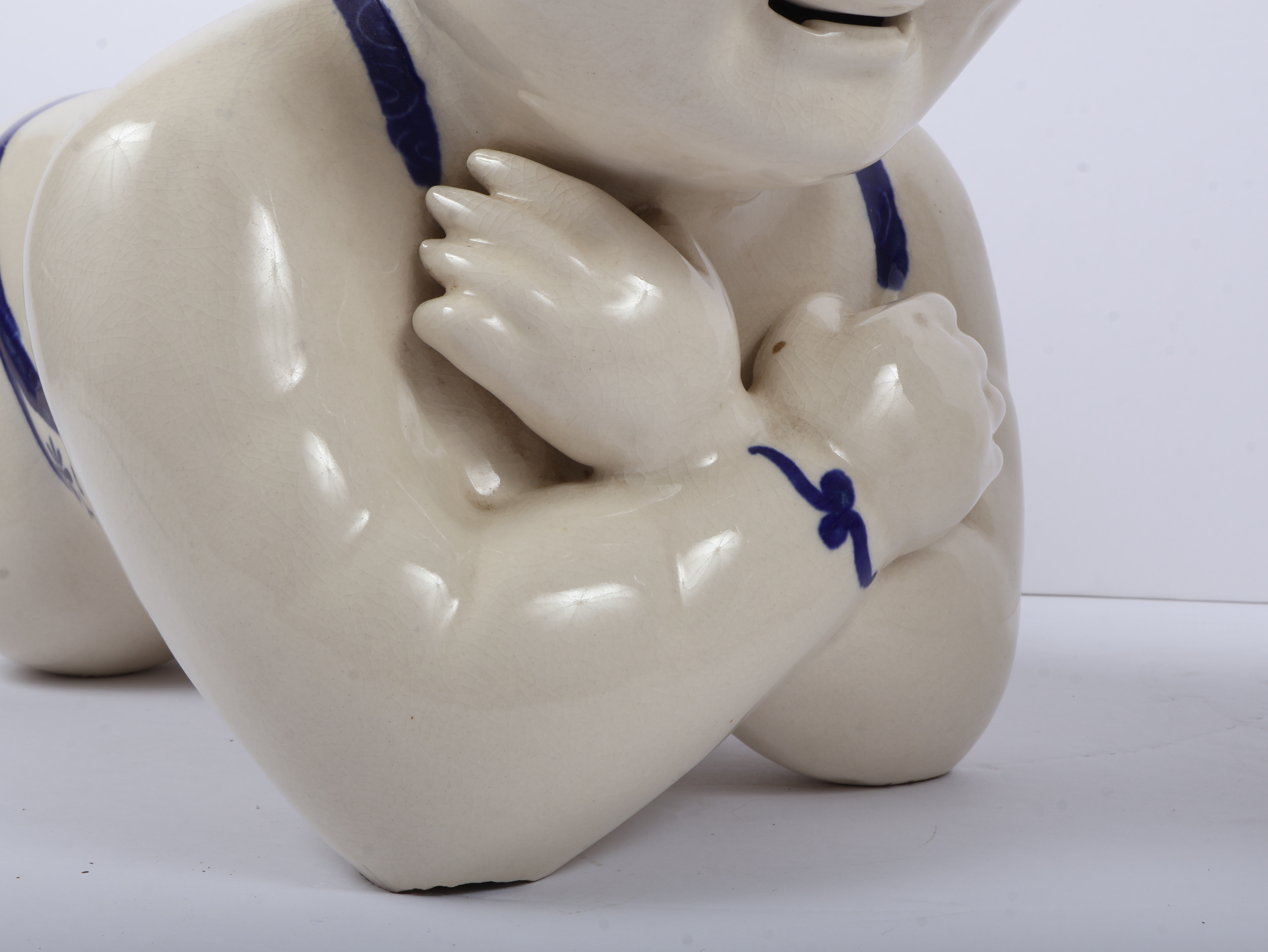 A Pair of Large Chinese Blue and White Porcelain Baby Pillows