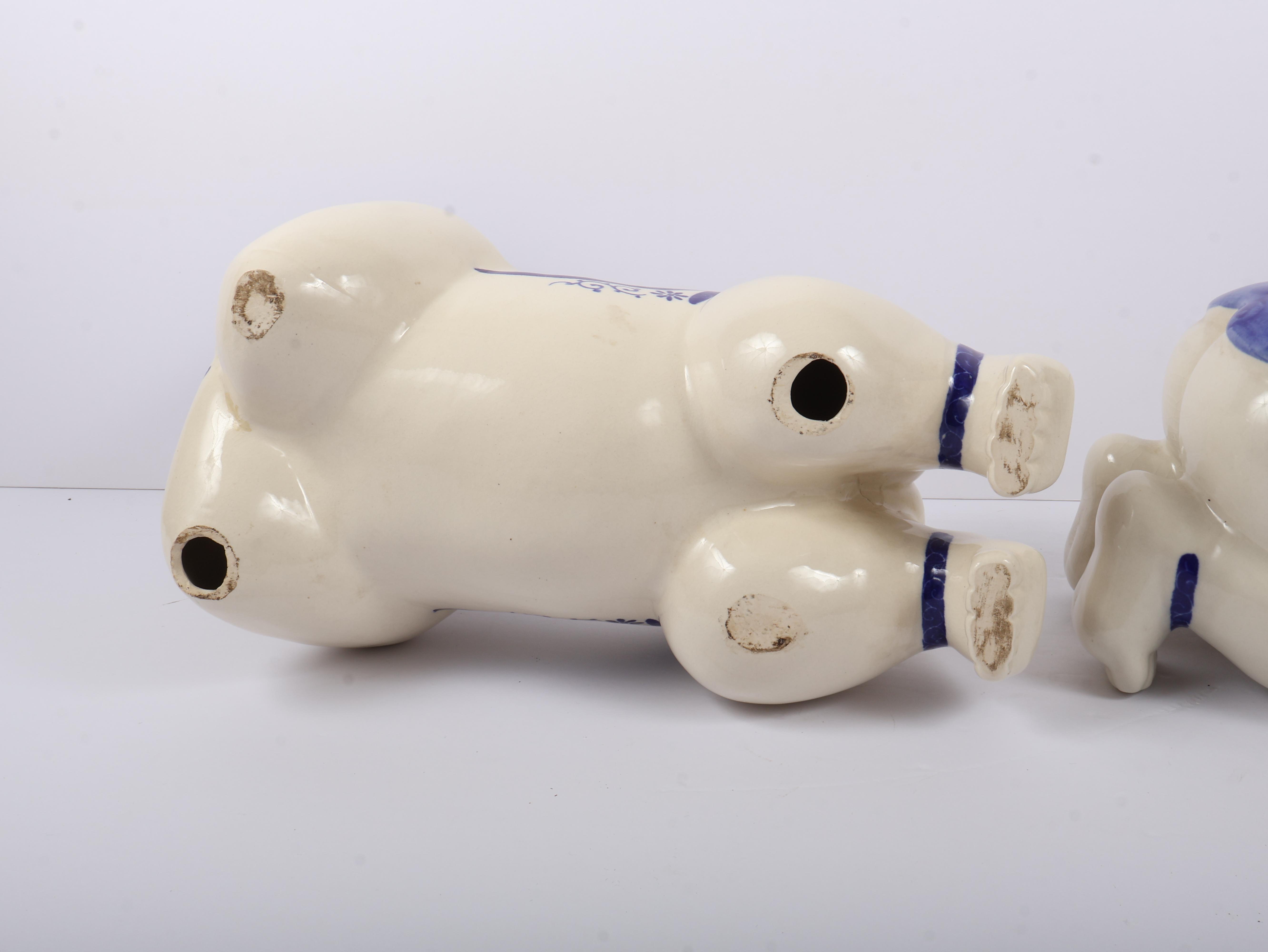 A Pair of Large Chinese Blue and White Porcelain Baby Pillows