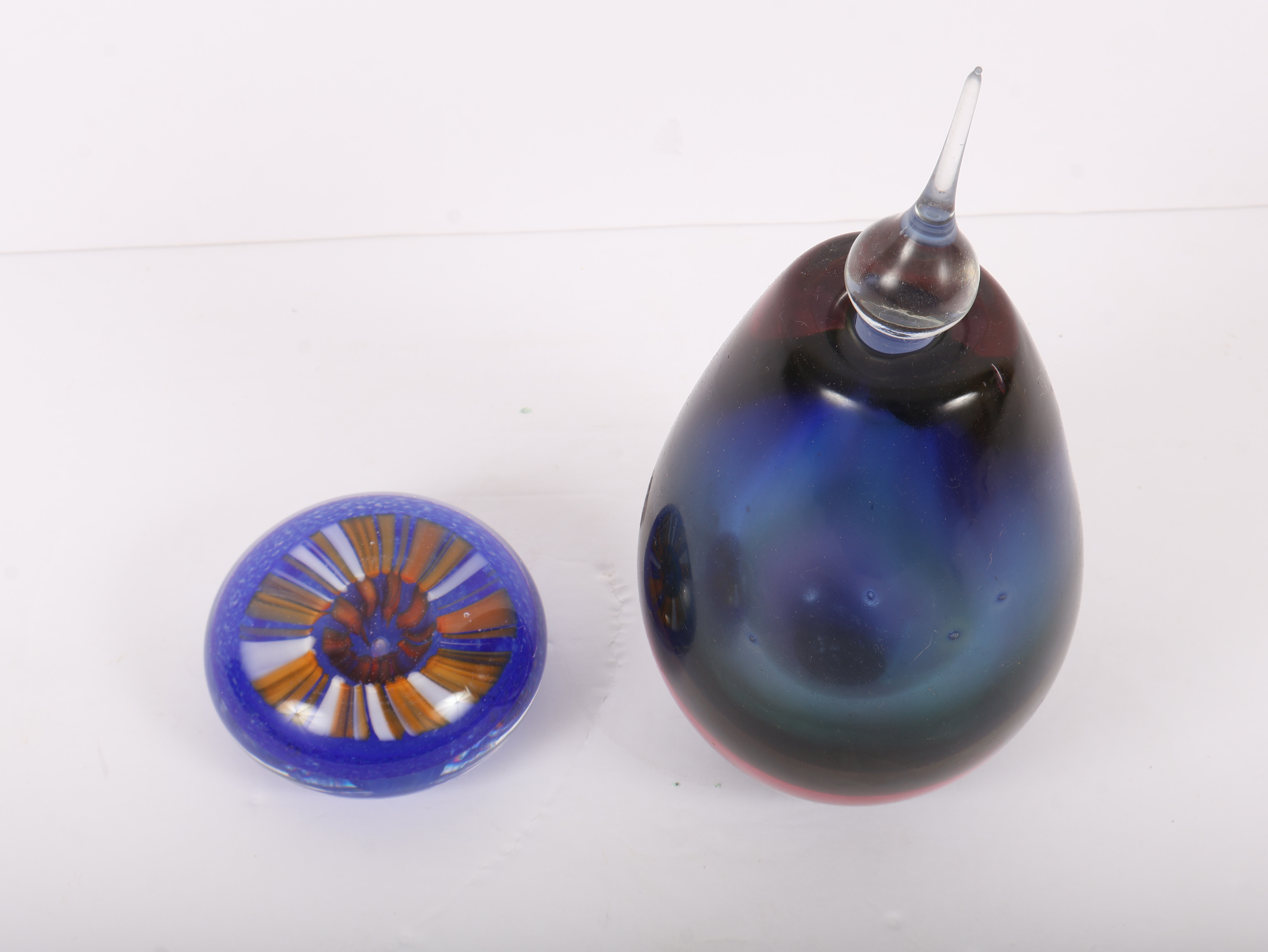 Two Pieces of Mid-Century Modern Art Glass including Murano Sommerso Bottle