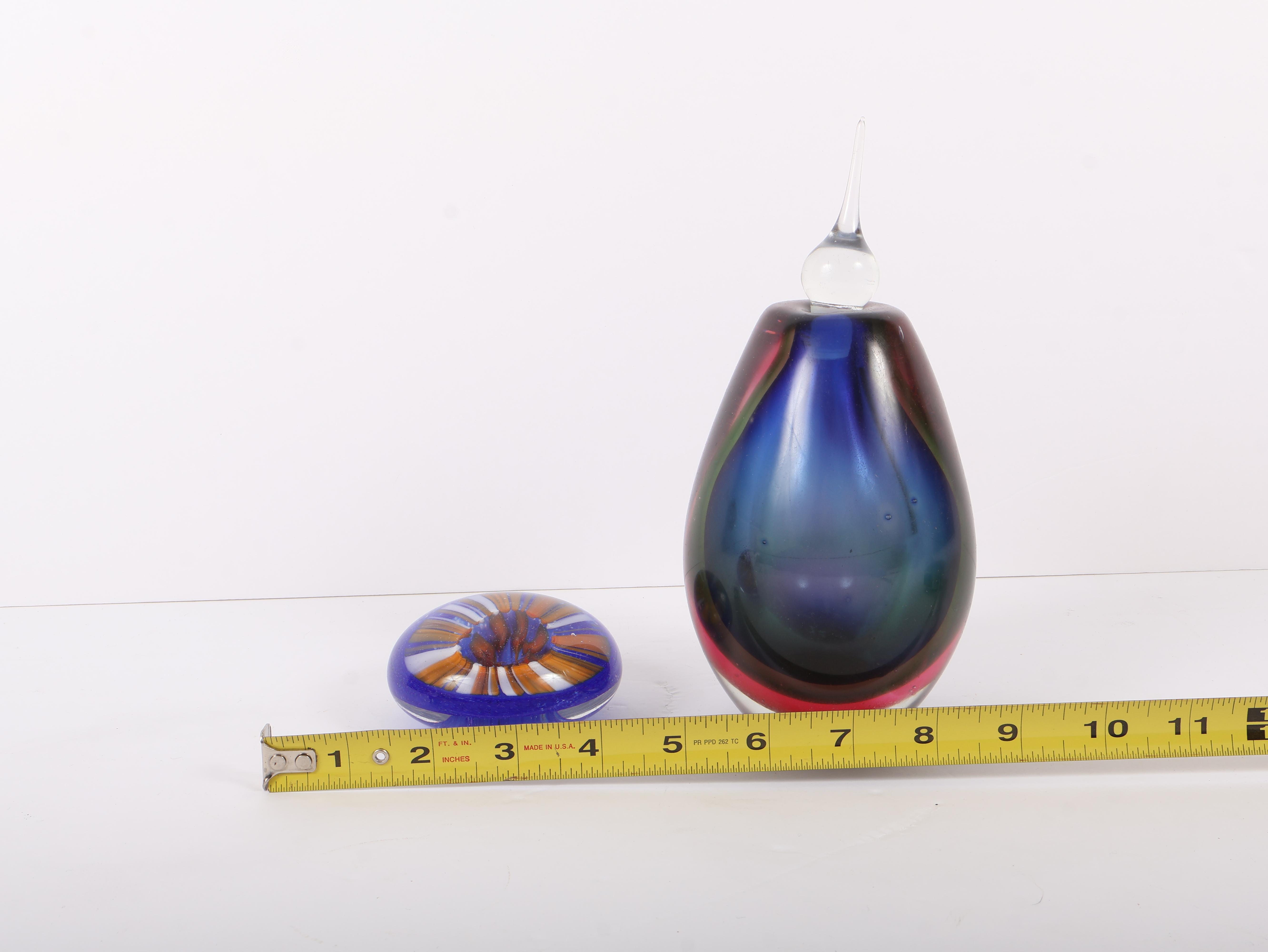 Two Pieces of Mid-Century Modern Art Glass including Murano Sommerso Bottle