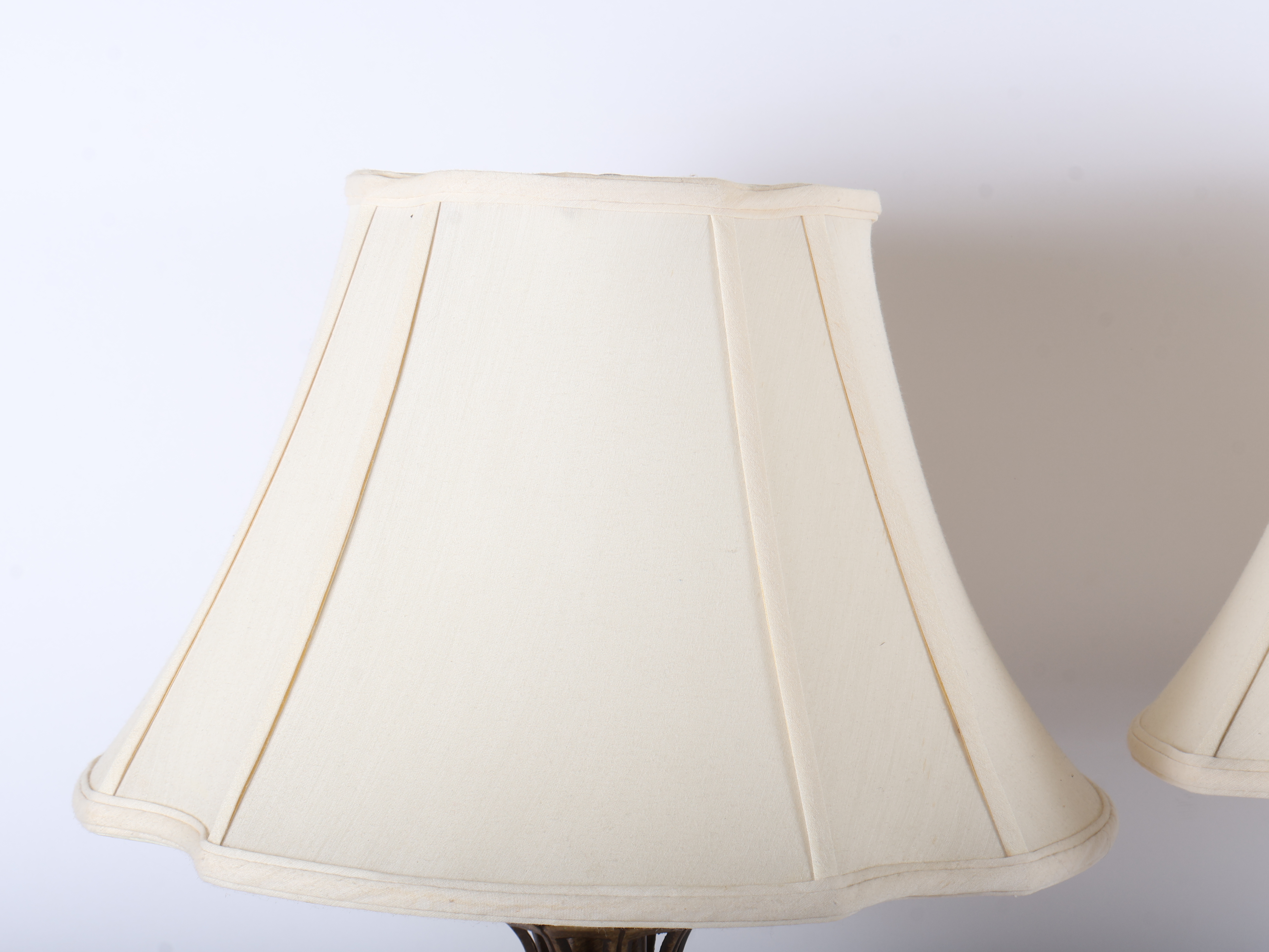 A Pair of Neoclassical Style Openwork Gilt Composition Table Lamps