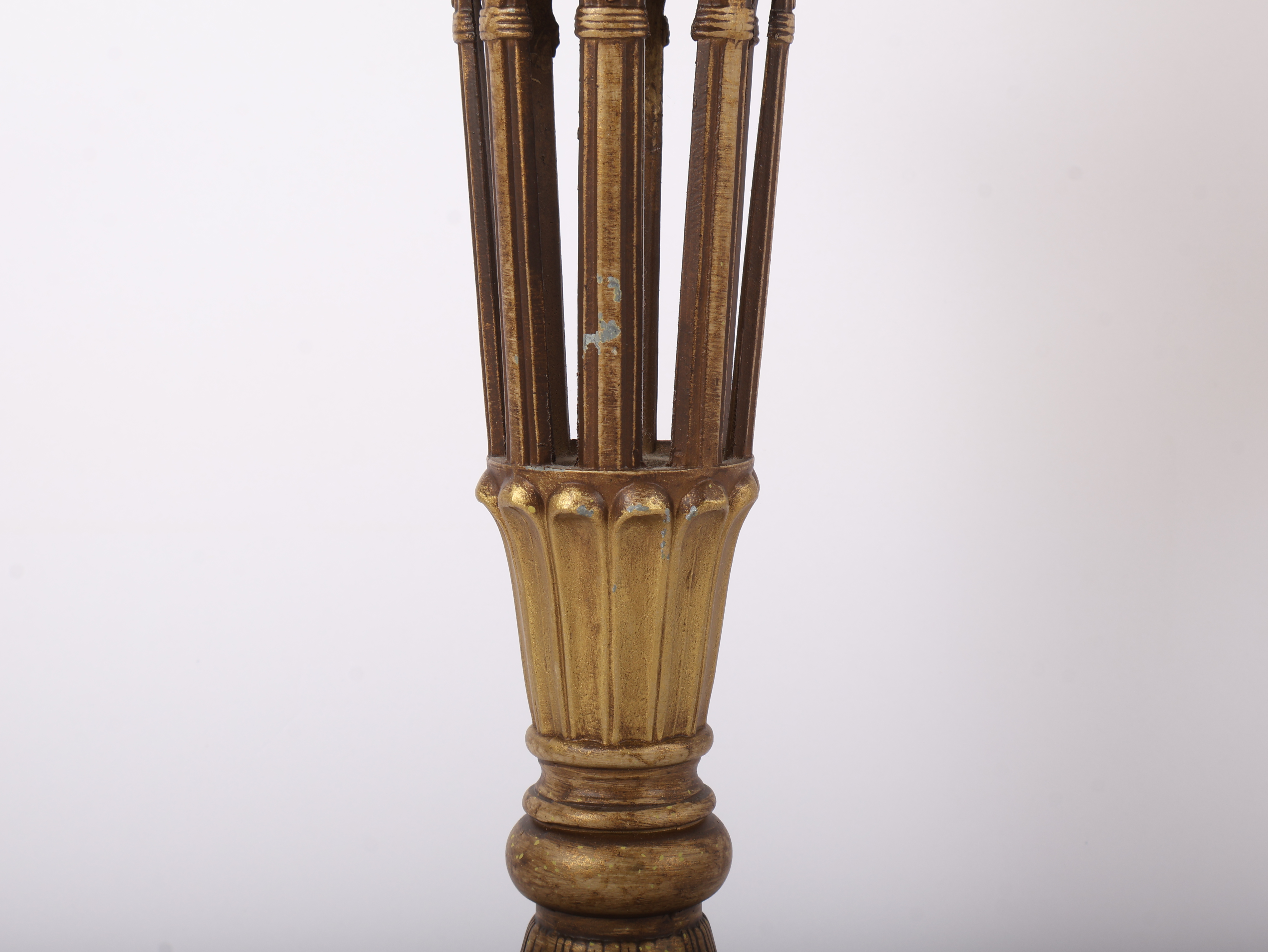 A Pair of Neoclassical Style Openwork Gilt Composition Table Lamps