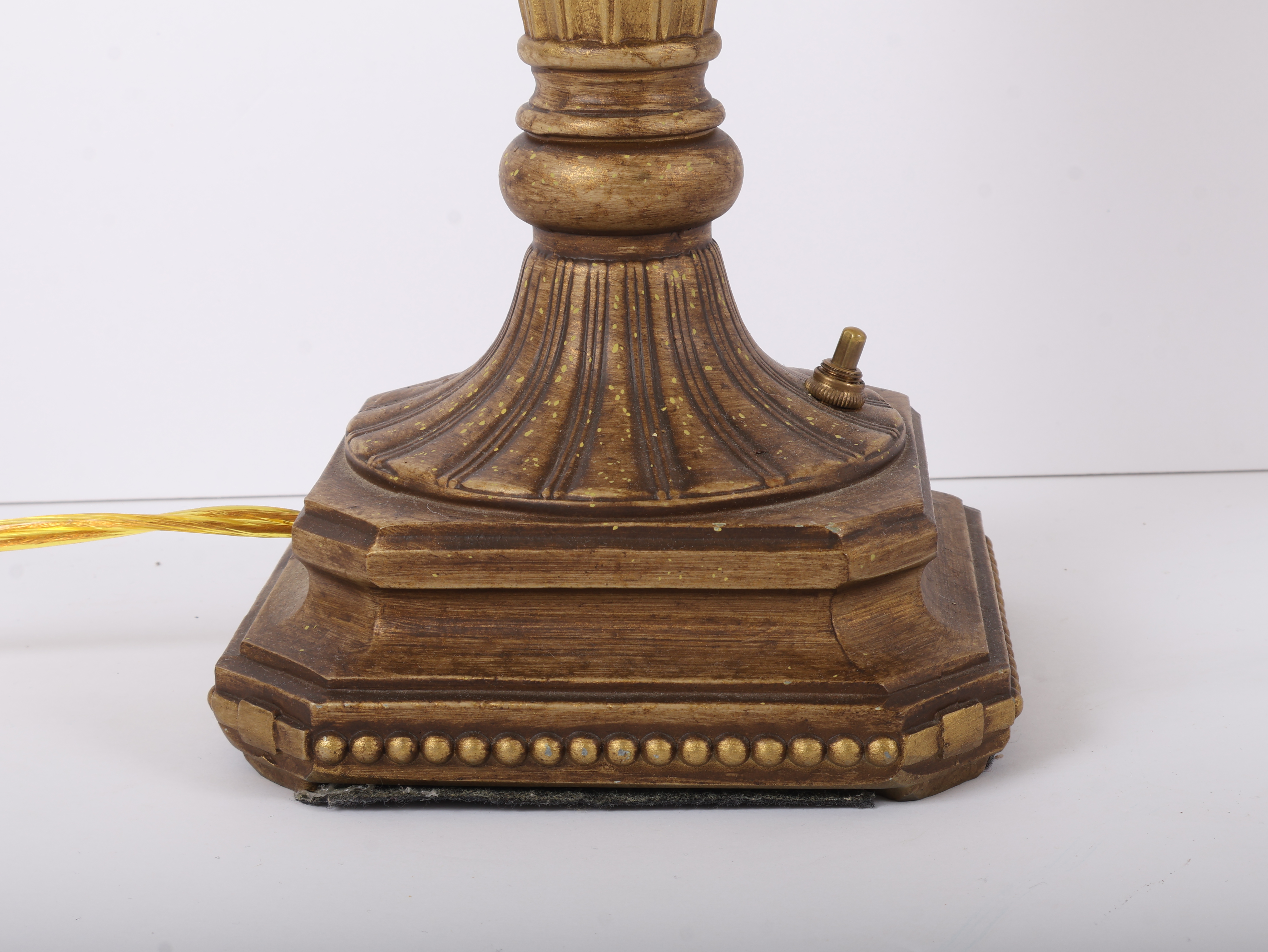 A Pair of Neoclassical Style Openwork Gilt Composition Table Lamps