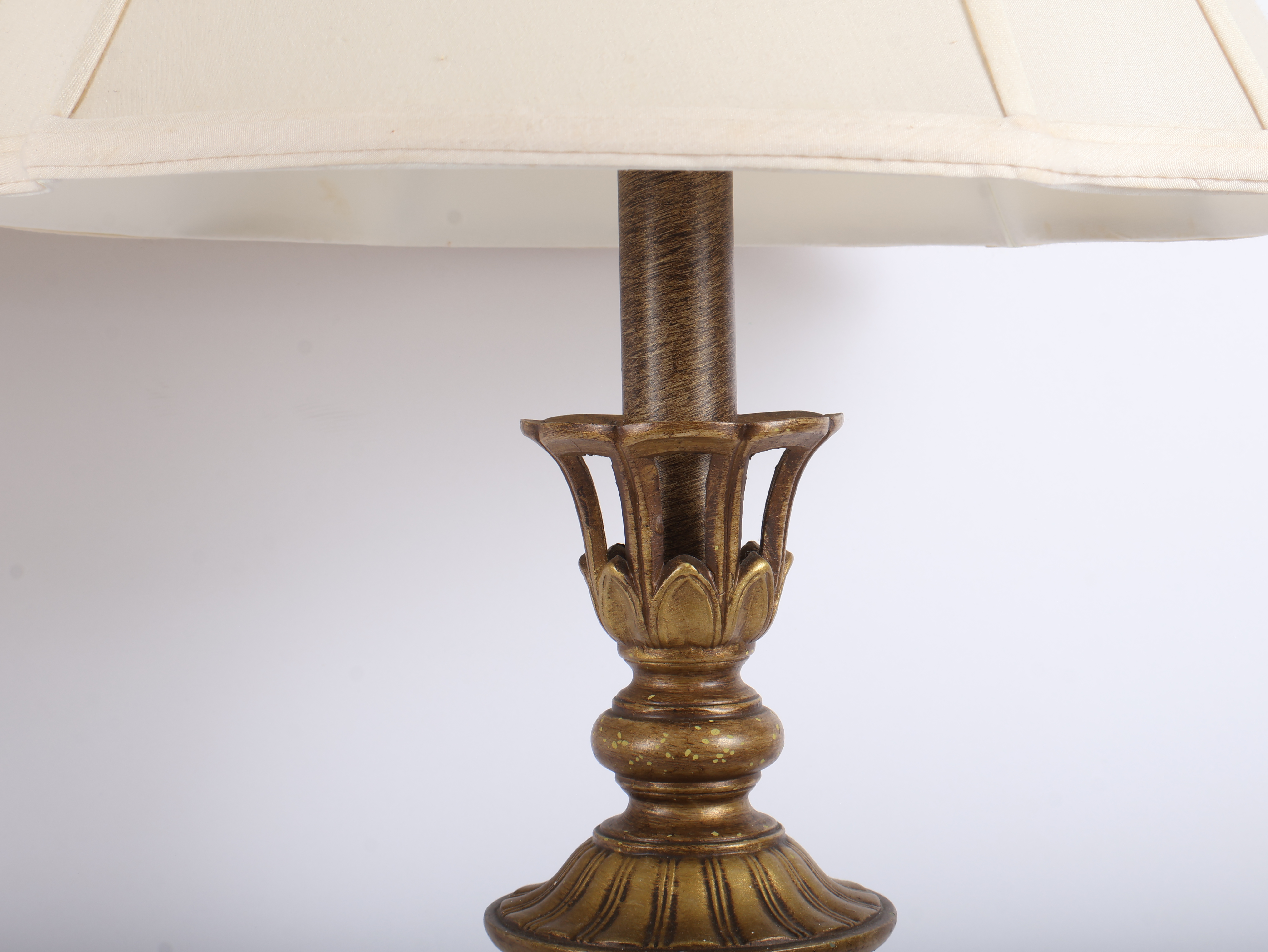 A Pair of Neoclassical Style Openwork Gilt Composition Table Lamps