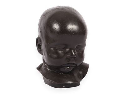 Bonnefond Bronze Bust of a Sleeping Infant. A cast bronze sculpture depicting the bust of a 