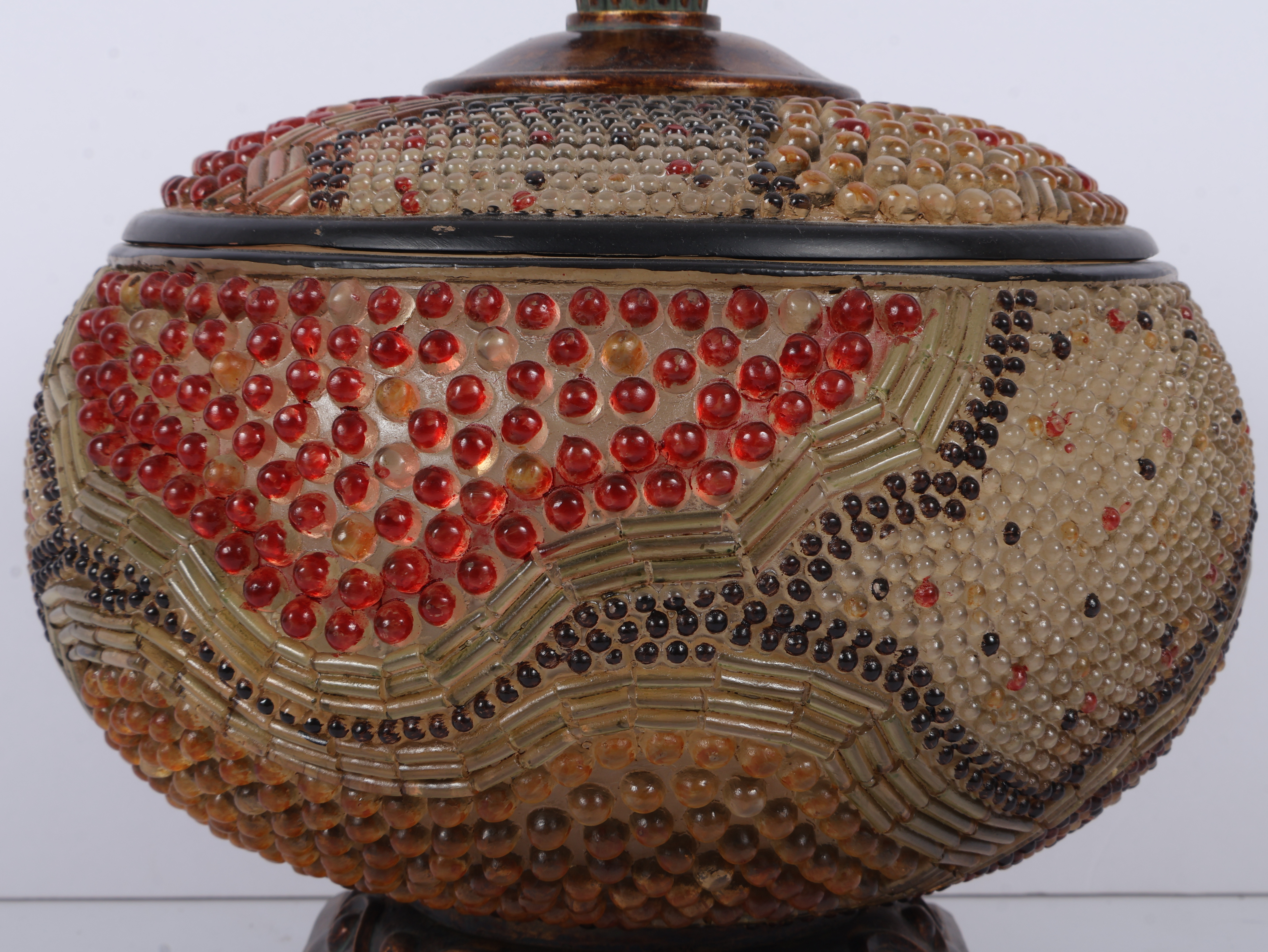 Large Contemporary Lidded Mosaic Art Glass Urn on Pedestal Base