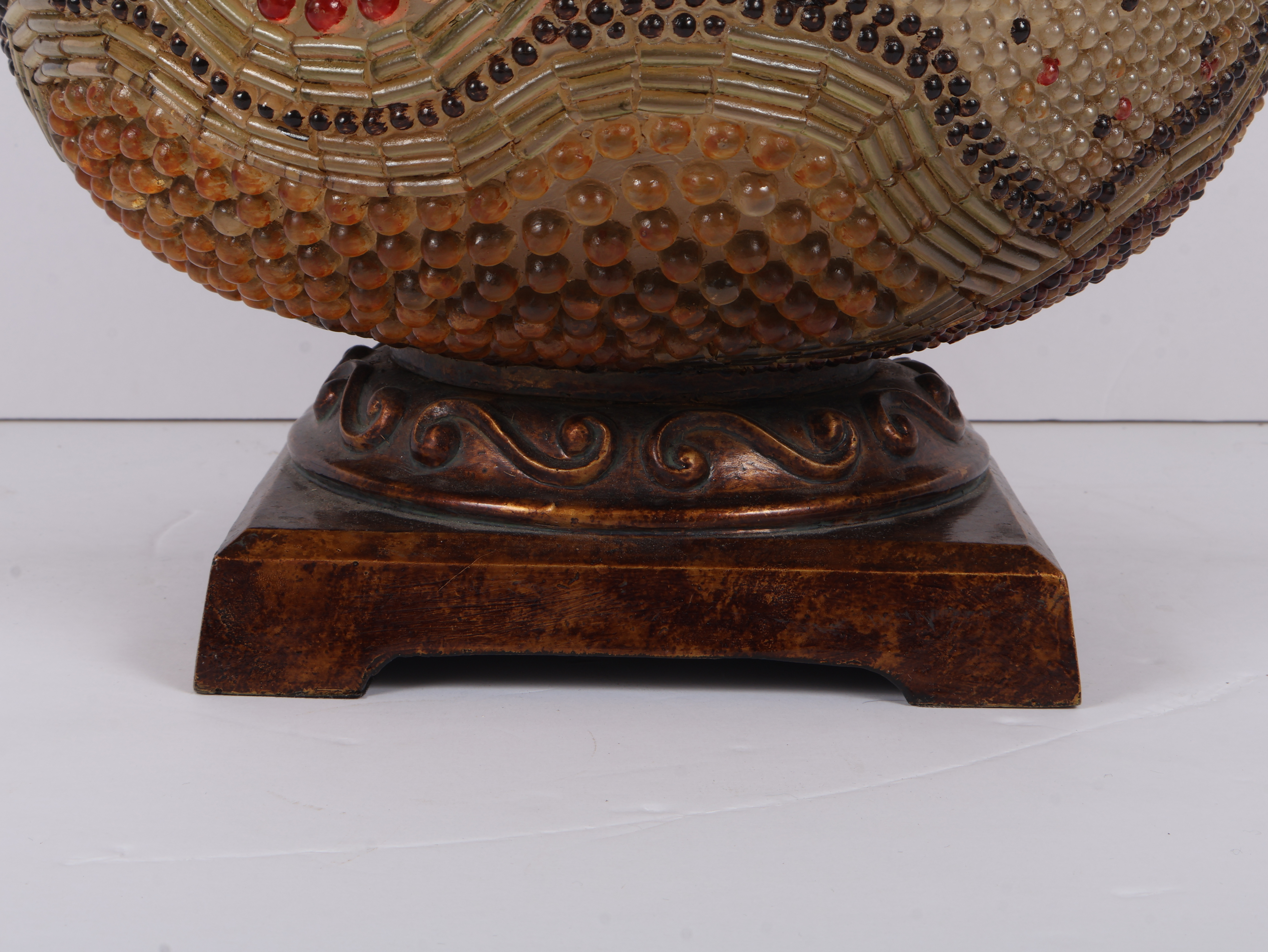 Large Contemporary Lidded Mosaic Art Glass Urn on Pedestal Base