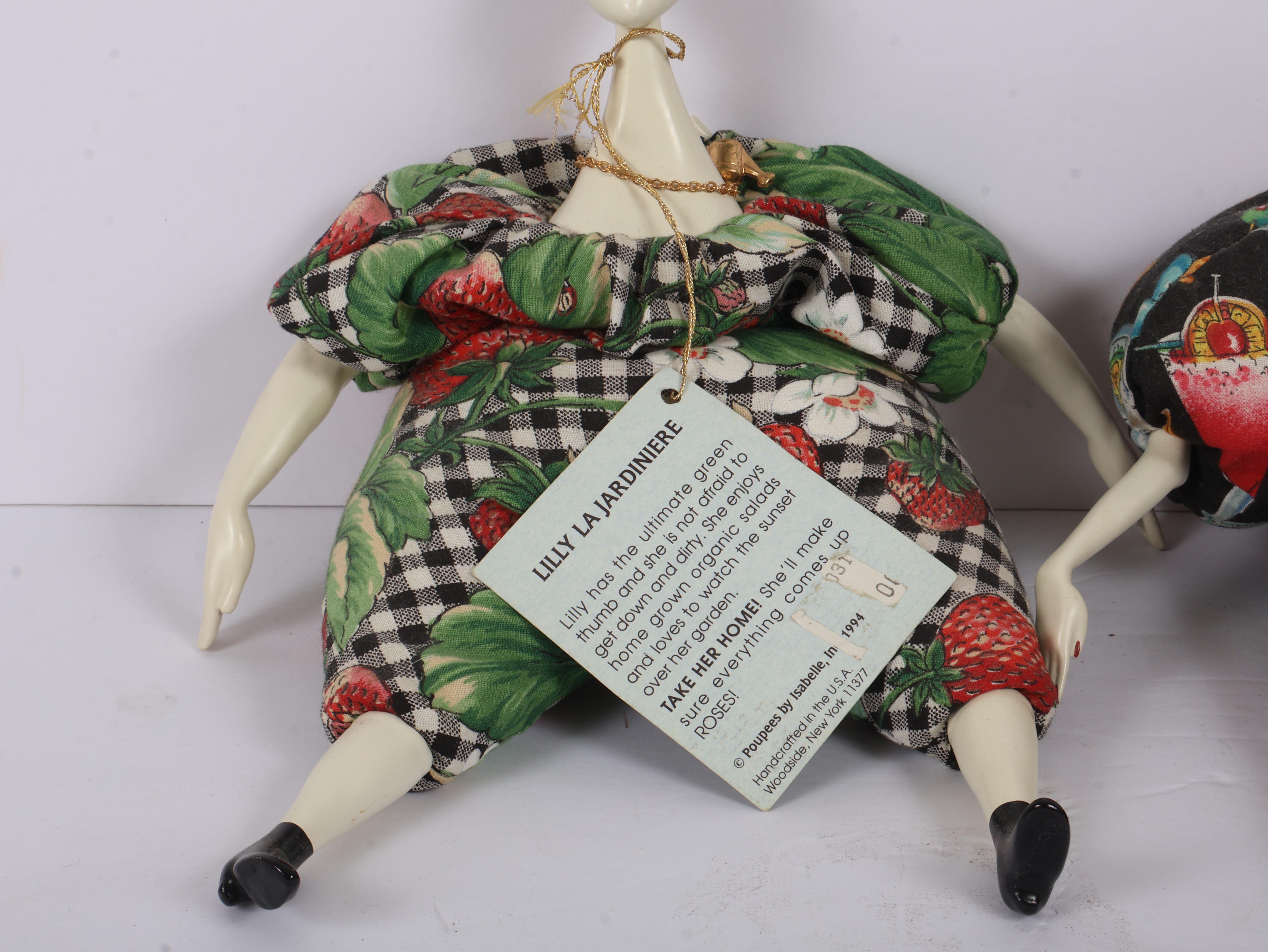 A Pair of Poupees by Isabelle Handcrafted Art Dolls Dated 1994