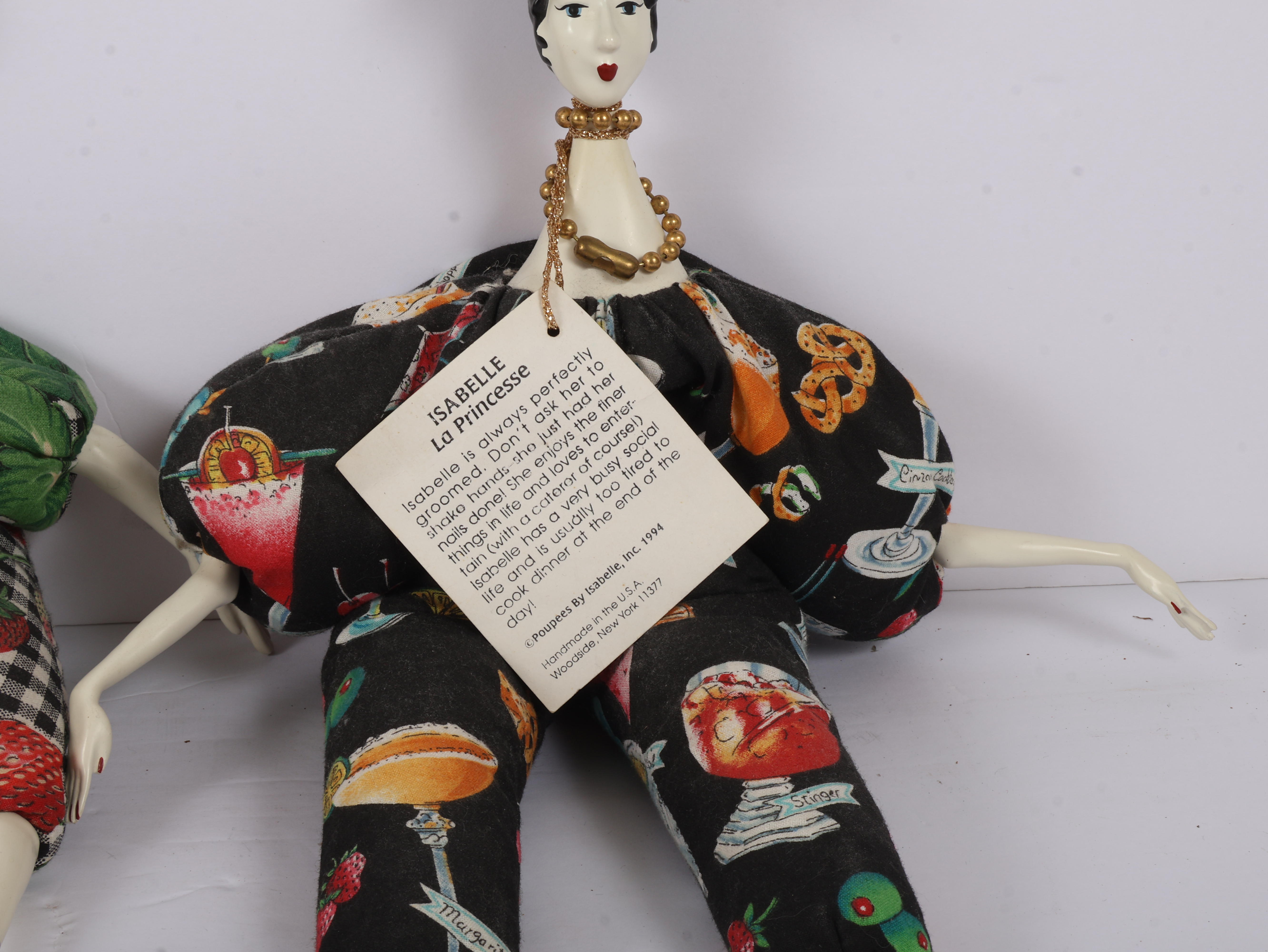 A Pair of Poupees by Isabelle Handcrafted Art Dolls Dated 1994