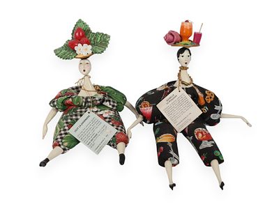A Pair of Poupees by Isabelle Handcrafted Art Dolls Dated 1994. A pair of handcrafted 