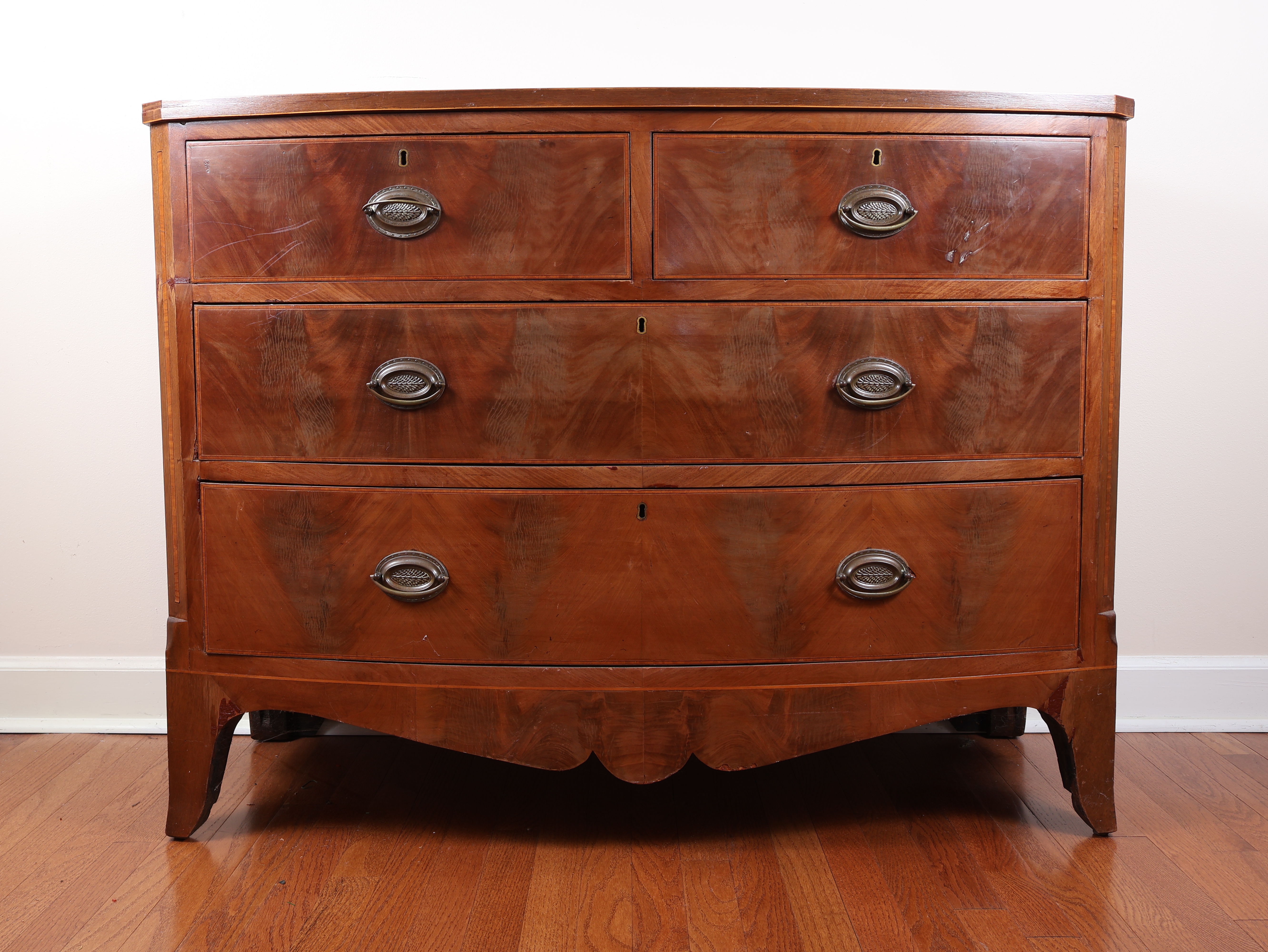 Federal Mahogany Bowfront Chest of Drawers
