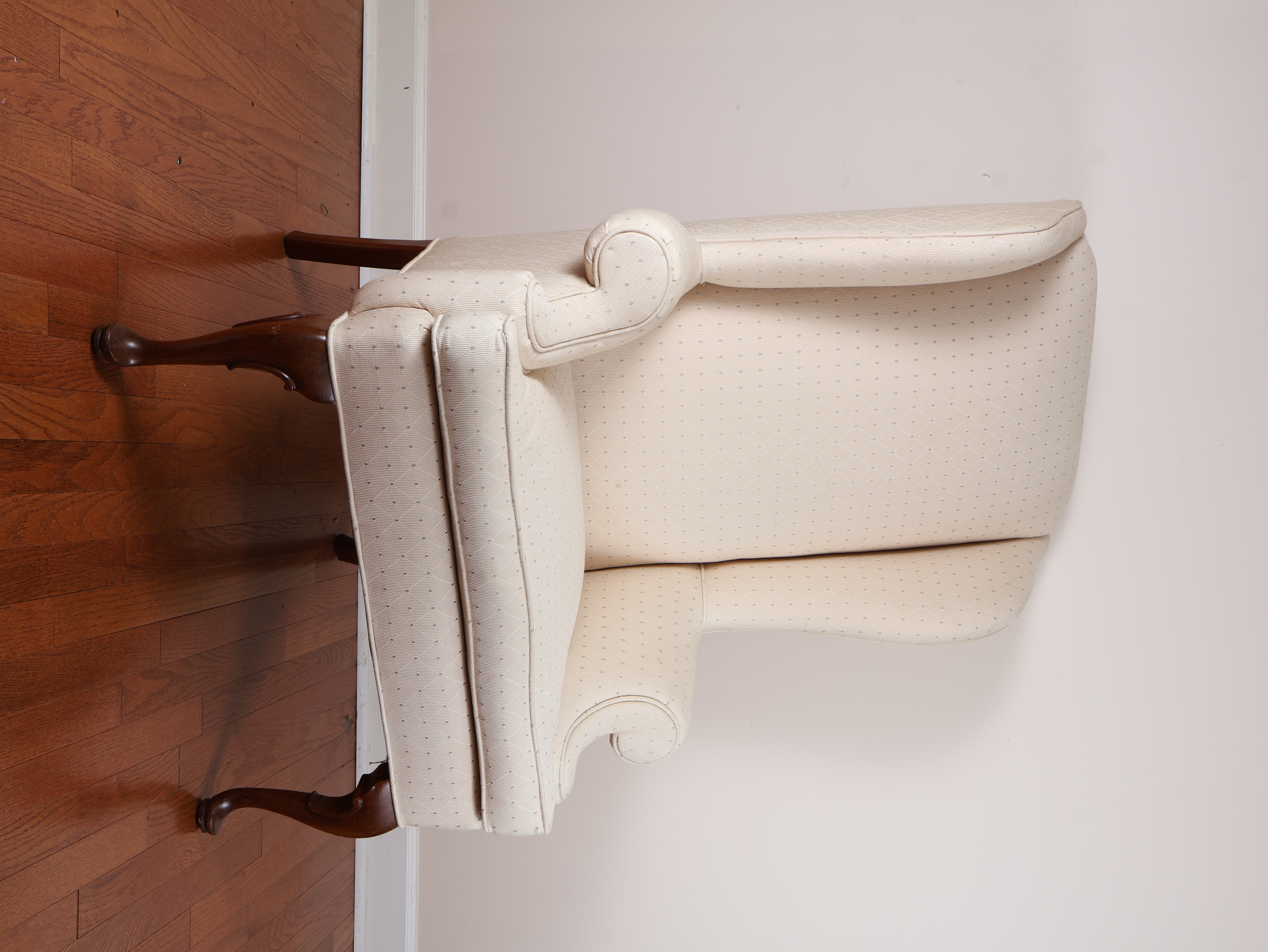 Queen Anne Style Shell Carved Wingback Armchair