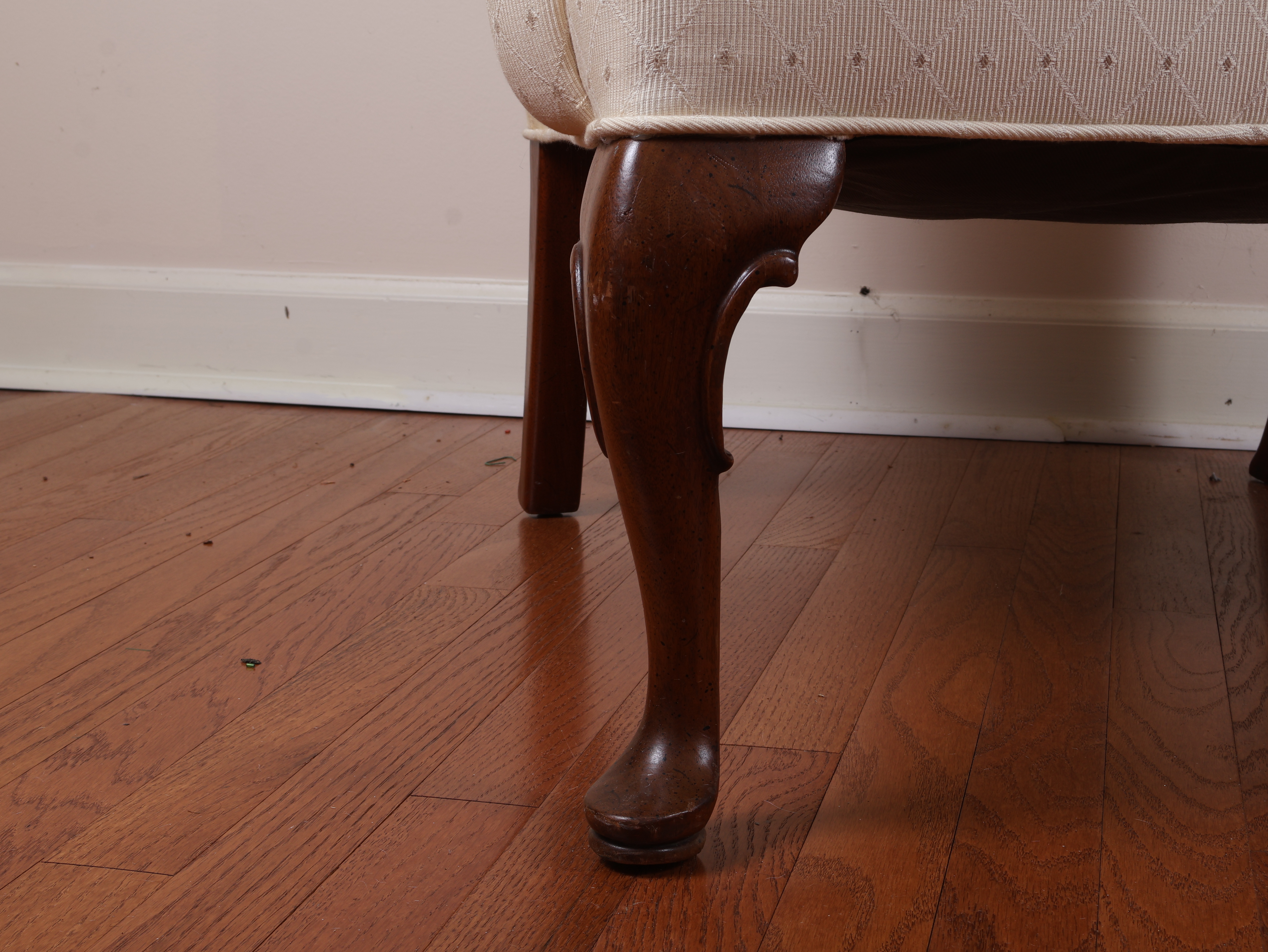 Queen Anne Style Shell Carved Wingback Armchair