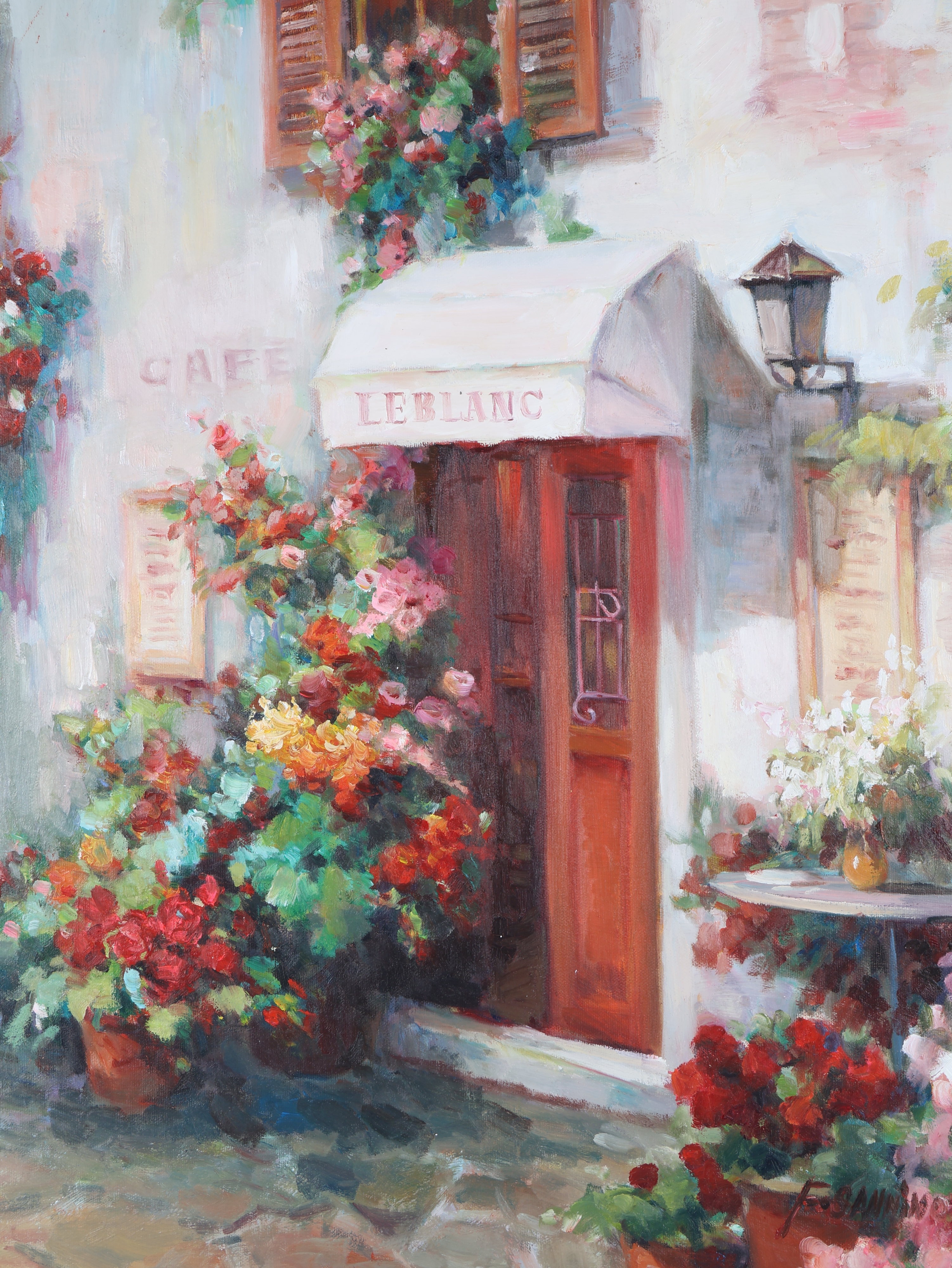 F. Sannino, Cafe Leblanc European Street Scene, Oil on Canvas