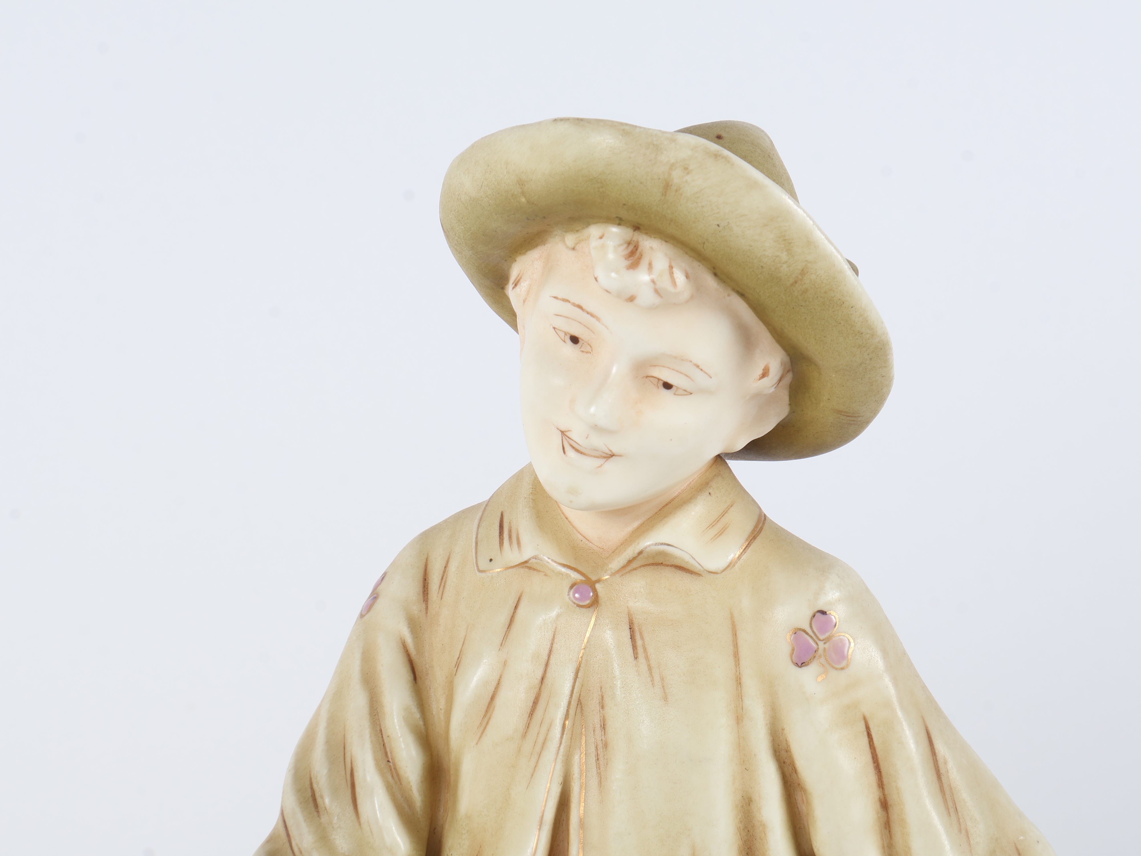Large Austrian Bisque Porcelain Figurine of a Boy Riding a Donkey