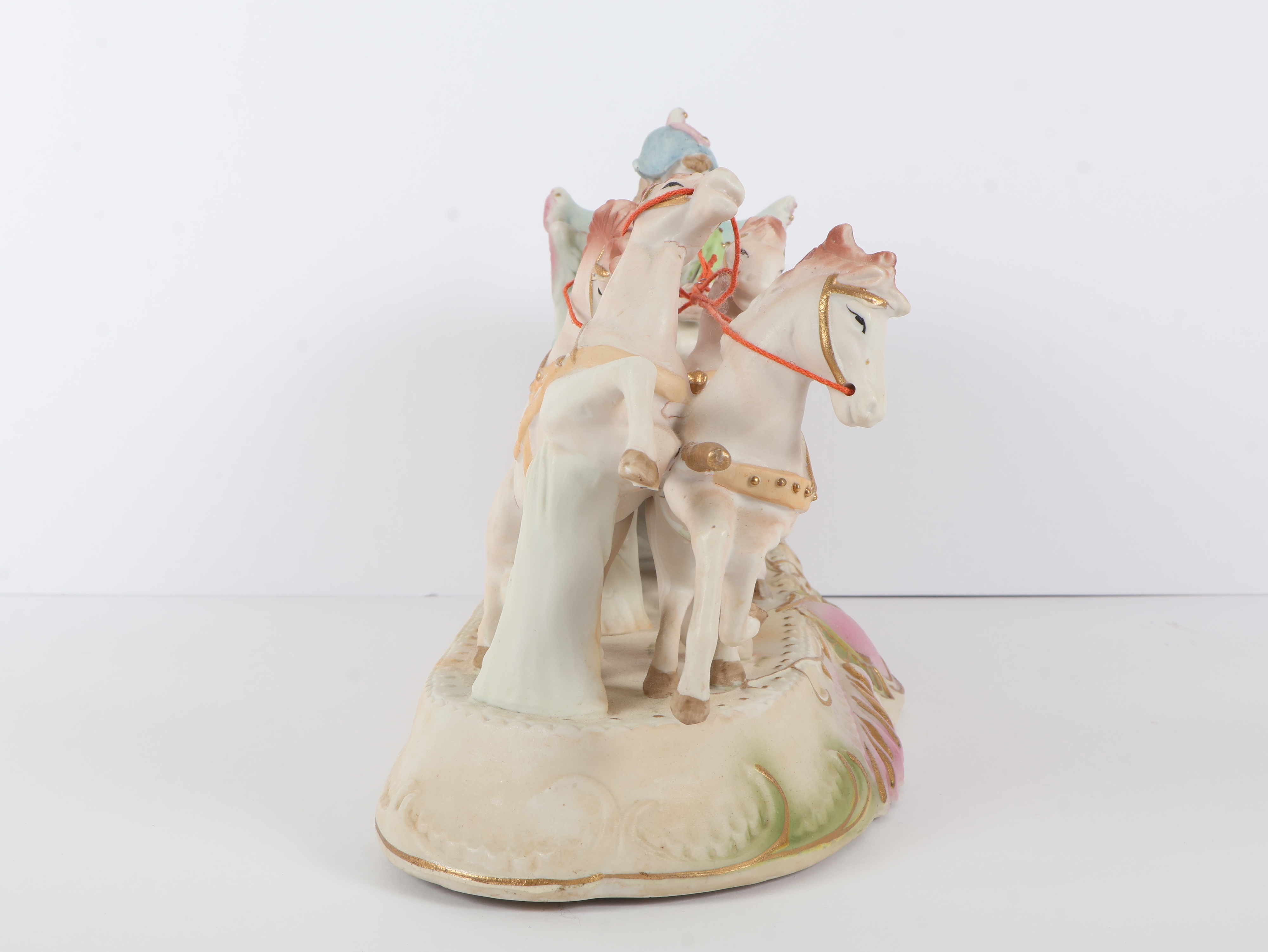 Paulux Hand Painted Porcelain Coach and Four Horse Figurine