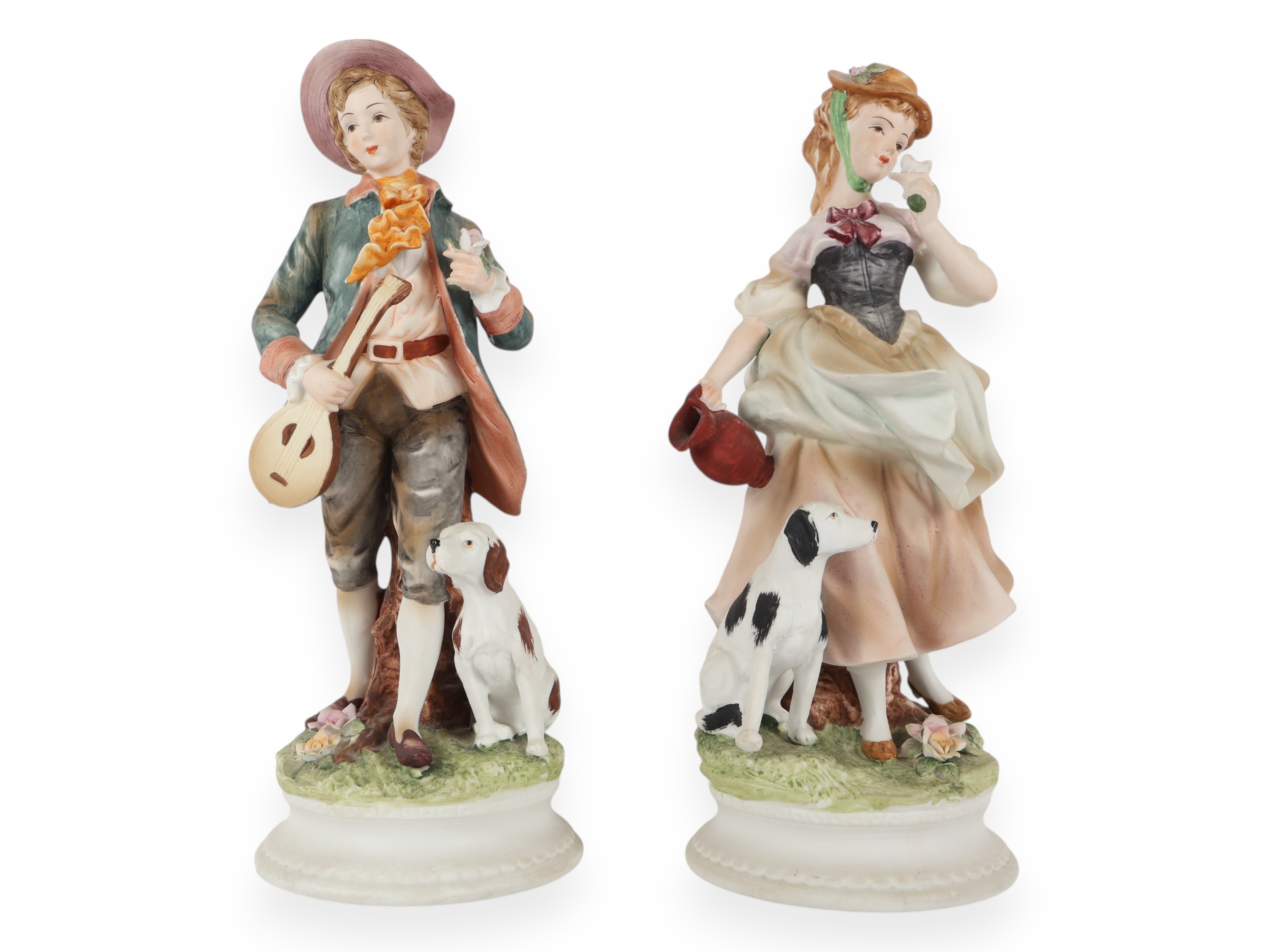A Pair of Lefton China Hand-Painted Bisque Porcelain Pastoral Figurines KW5155