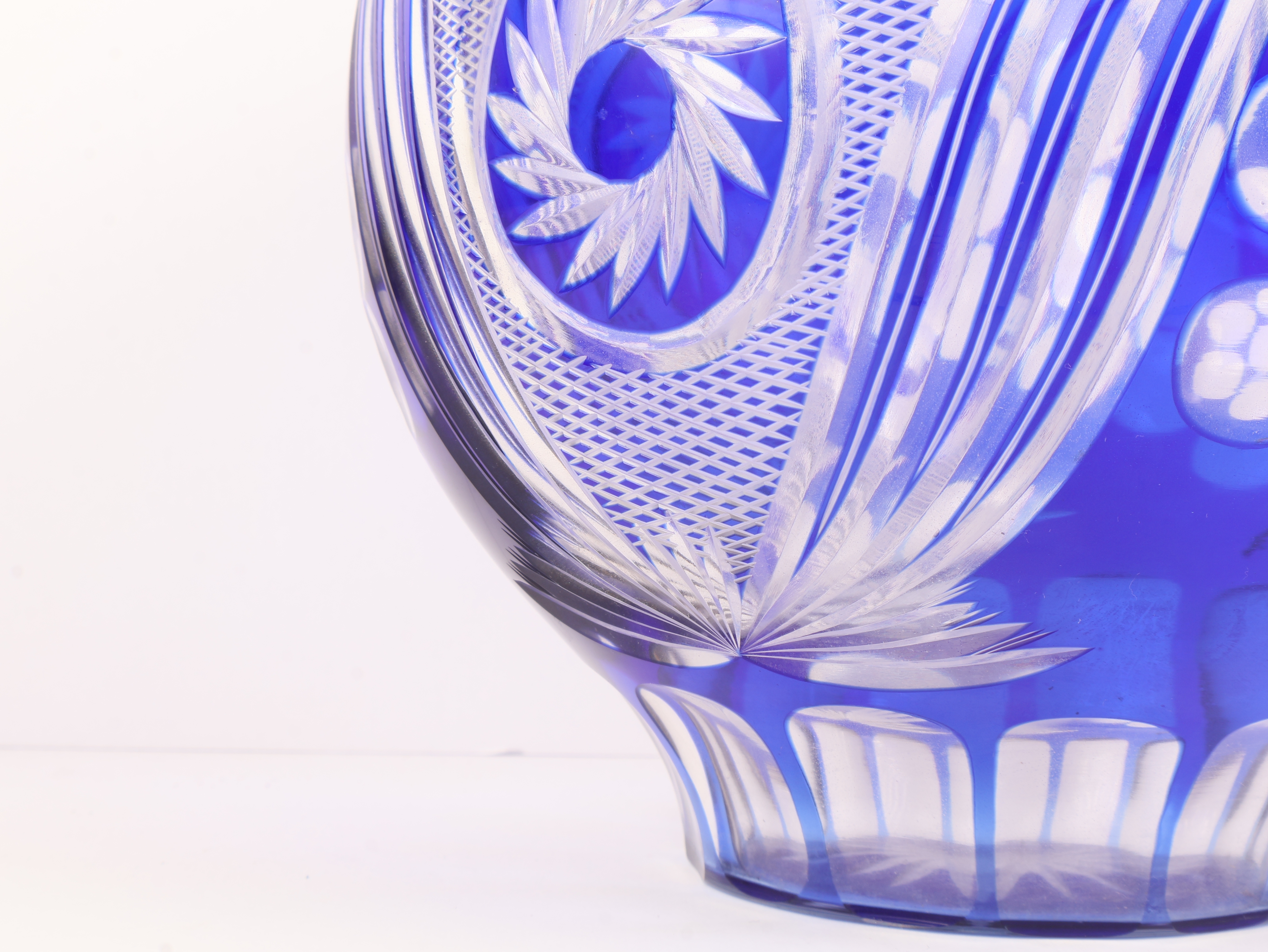 Cobalt Blue Cut-to-Clear Crystal Rose Bowl Vase