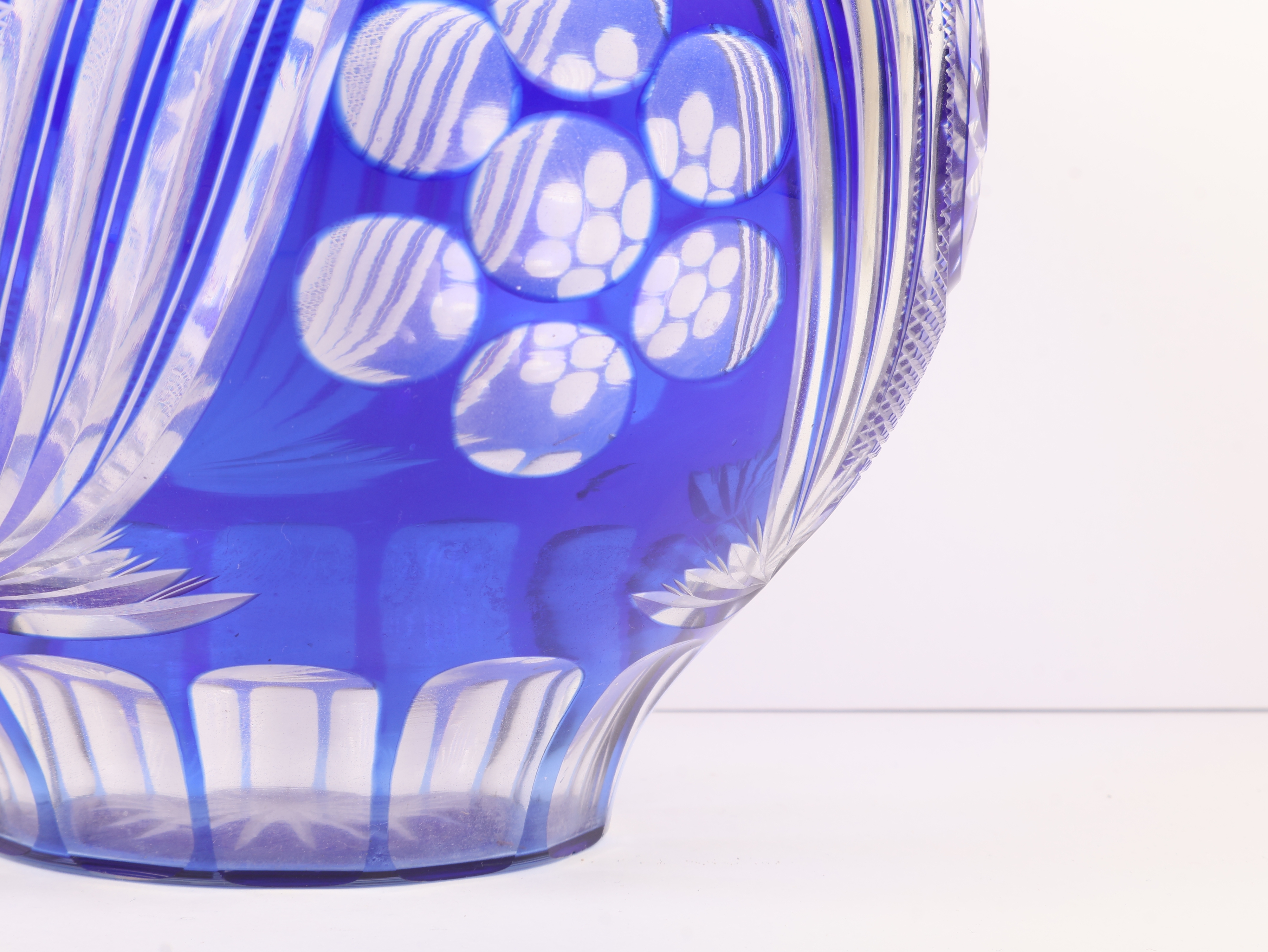 Cobalt Blue Cut-to-Clear Crystal Rose Bowl Vase