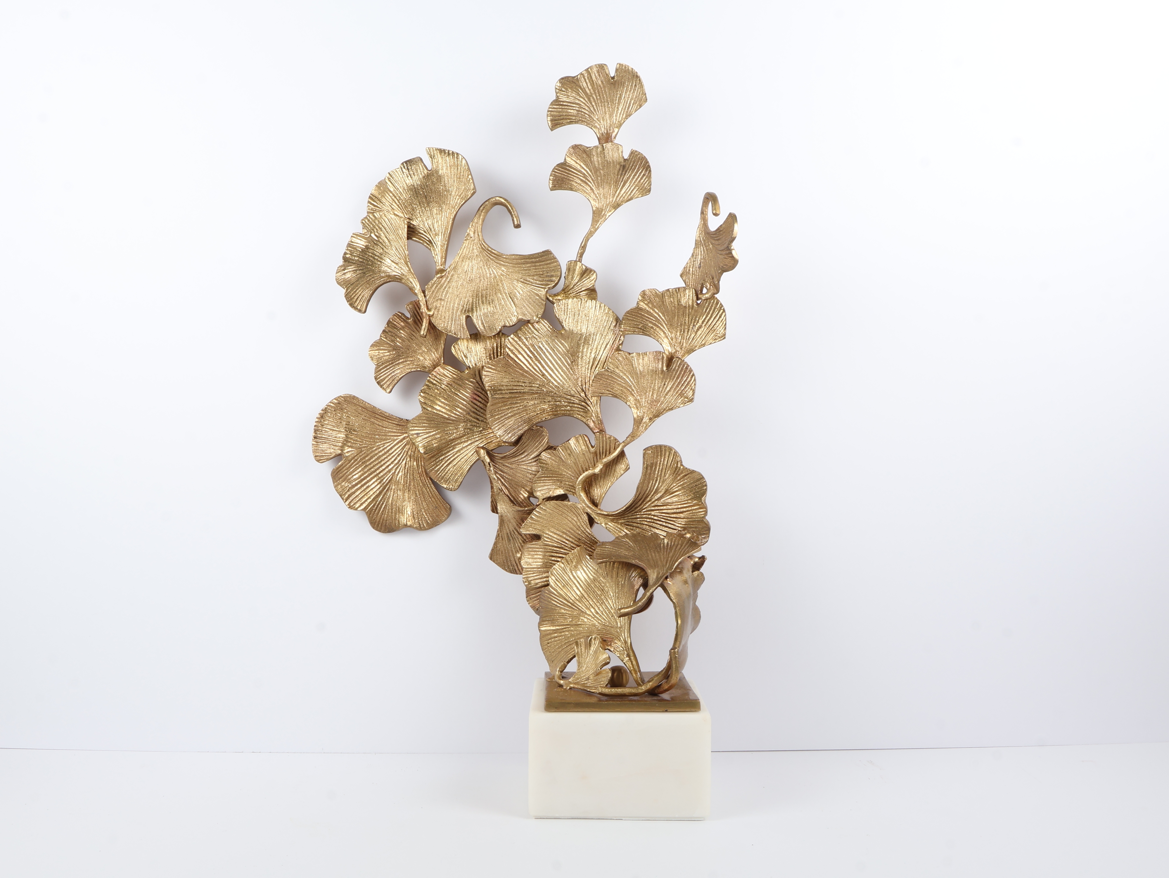 Ginkgo Leaf Sculpture on Marble Base