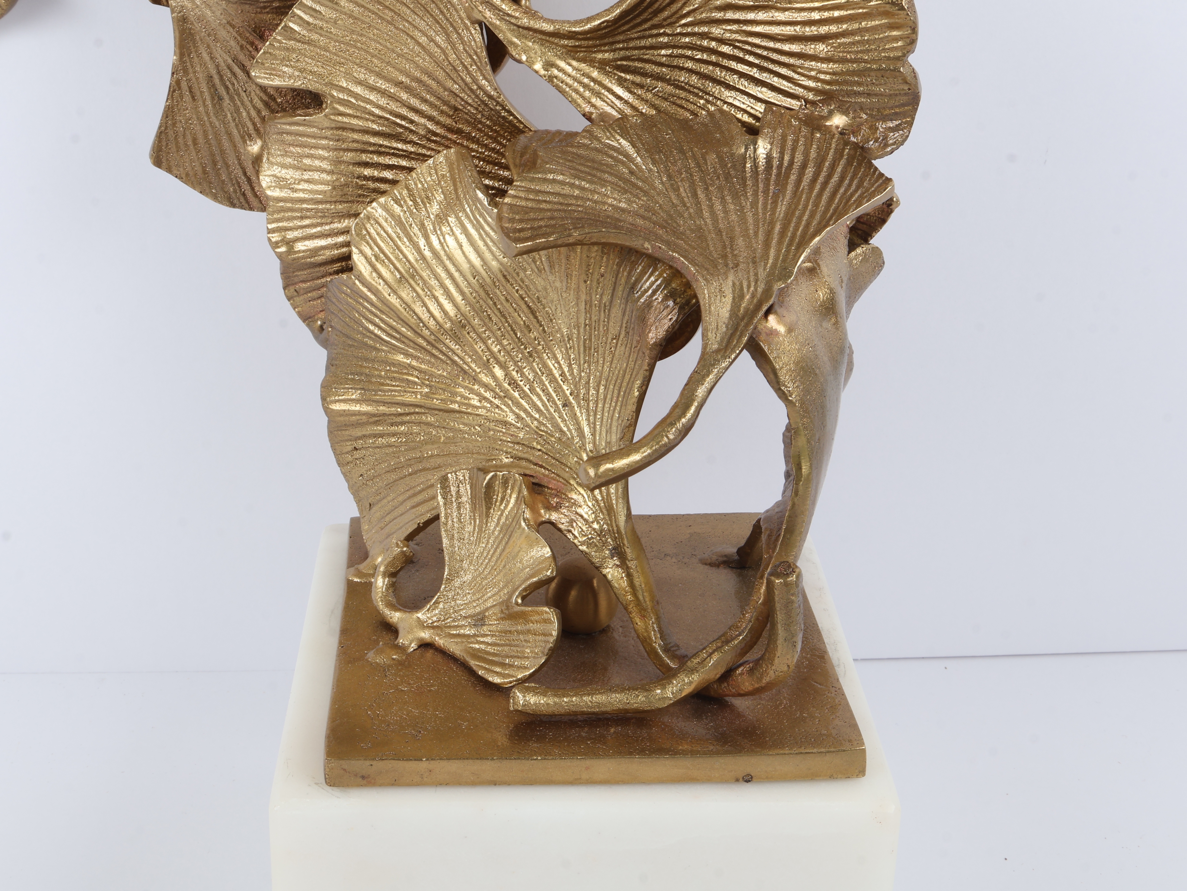 Ginkgo Leaf Sculpture on Marble Base