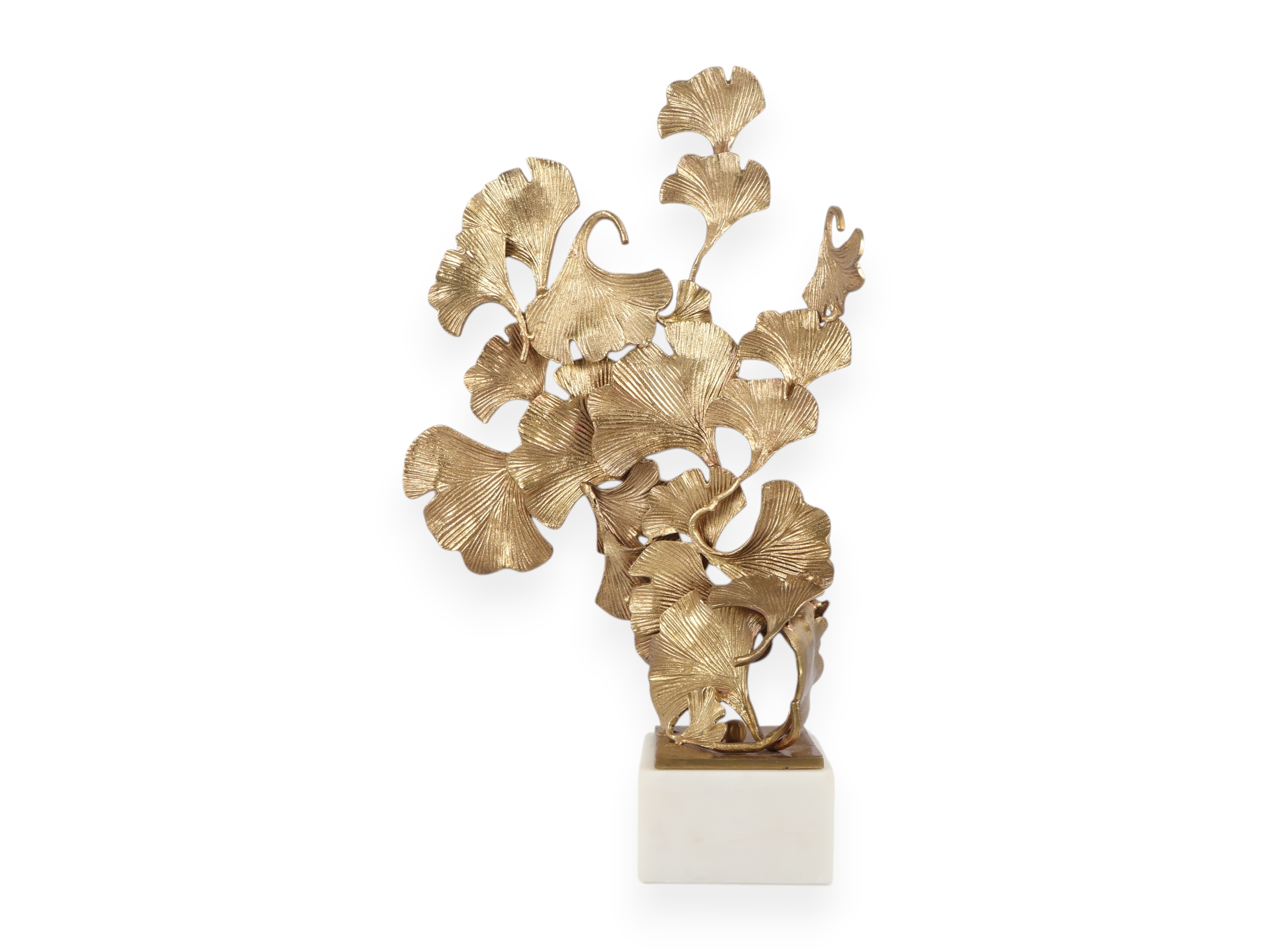 Ginkgo Leaf Sculpture on Marble Base