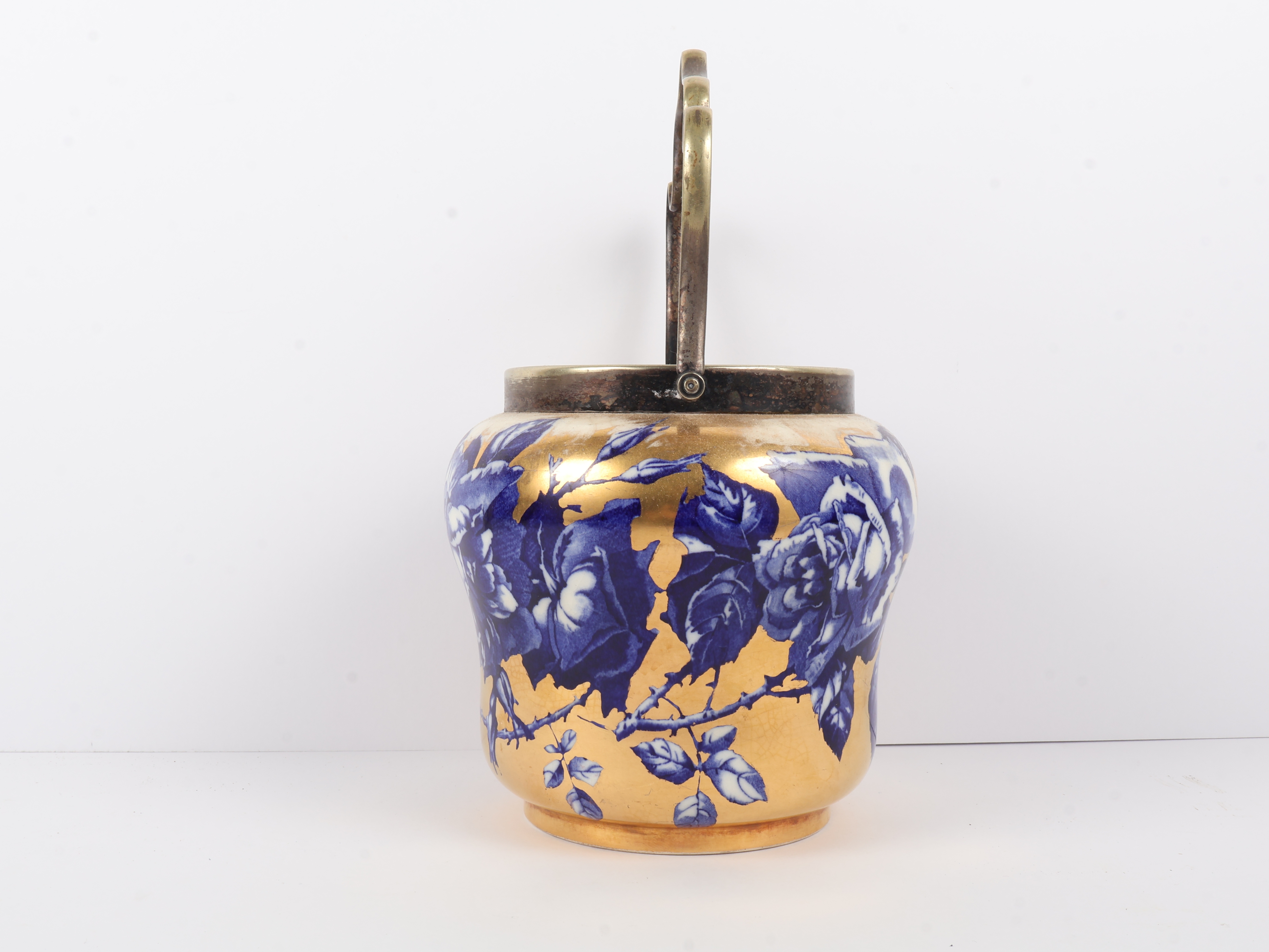 S. Fielding and Co. Devon Ware Gilded Earthenware Biscuit Barrel